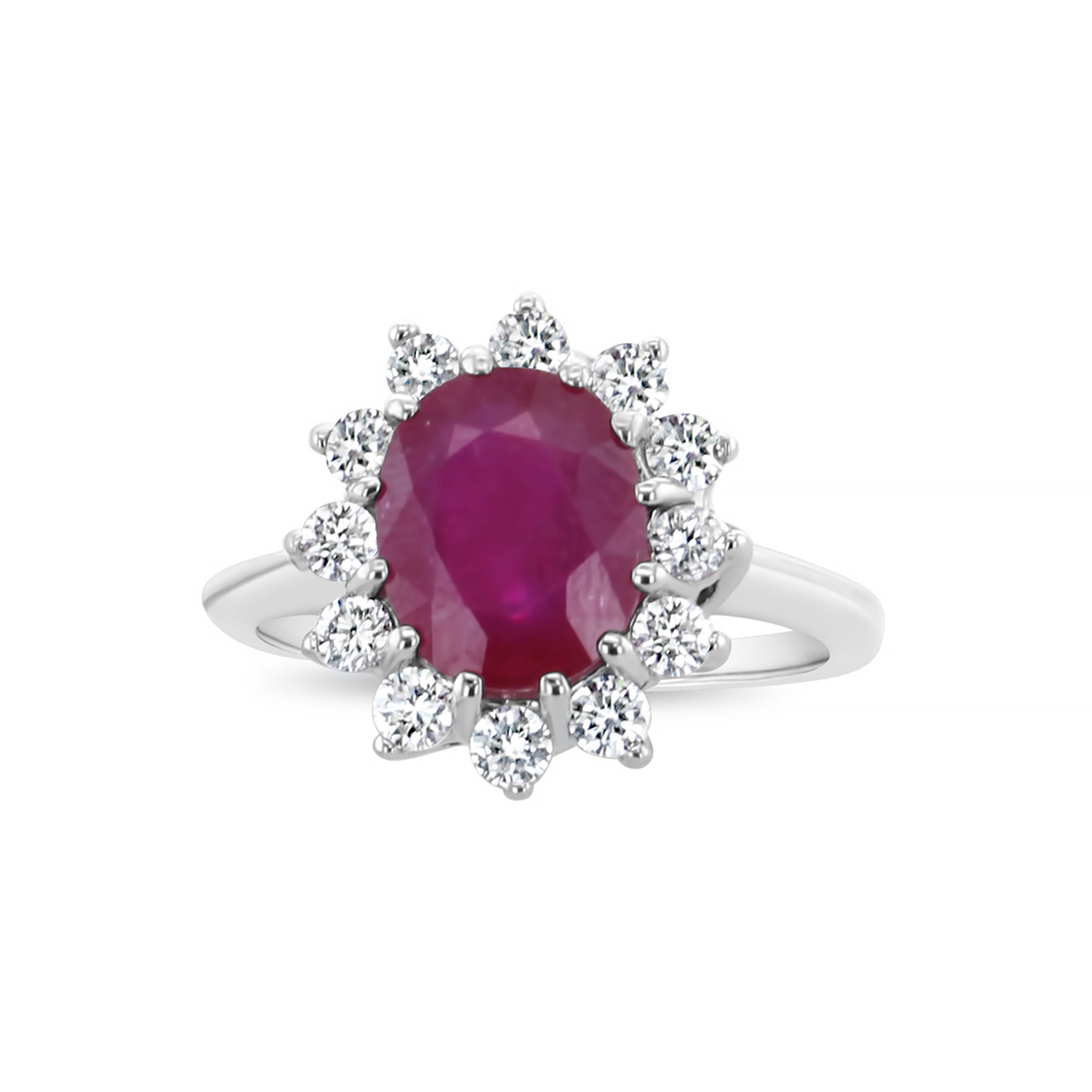 **3.14cttw Ruby & Diamond Engagement Ring in 14K White Gold – Perfect for Proposals, Anniversaries & Special Occasions**