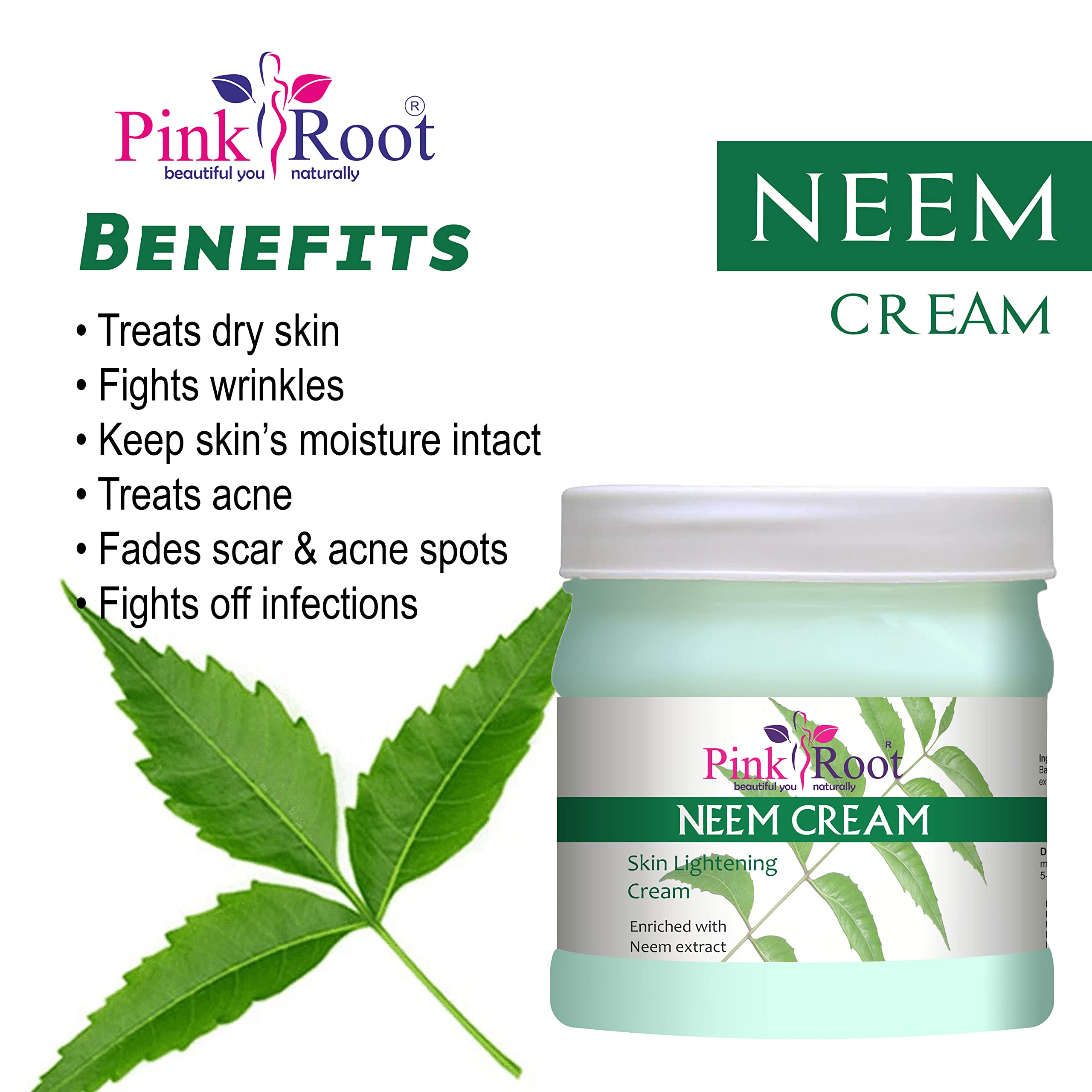 Organic Pink Root Aloe Vera Cleansing Milk 200ml & Neem Cream 500gm Set - Hydrating Facial Cleanser & Anti-Acne Moisturizer for Sensitive Skin | Daily Skincare Routine, Spa Treatment, Post-Sun Care
