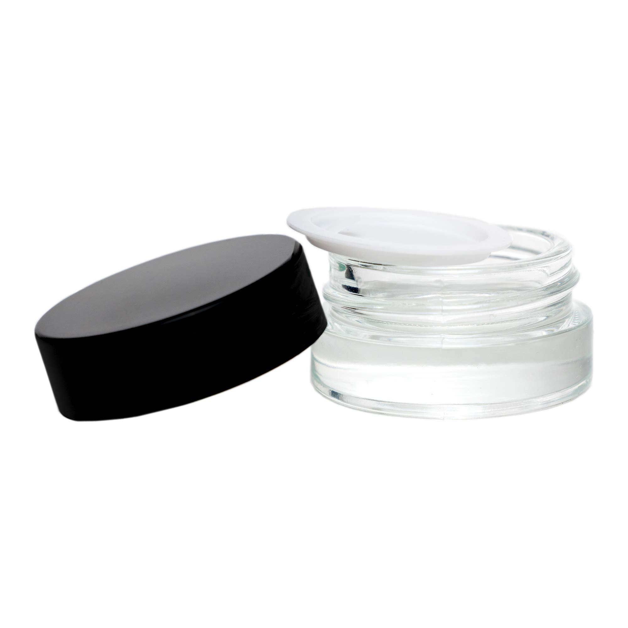 7ml HD Glass Shoulderless Screw Top Jars with Anti-Leak Gasket - 100pc Black Lids | Essential Oil Containers, CBD Concentrate Storage, Lip Balm Jars & Makeup Containers | Perfect for DIY Beauty, Aromatherapy & Travel Organizers