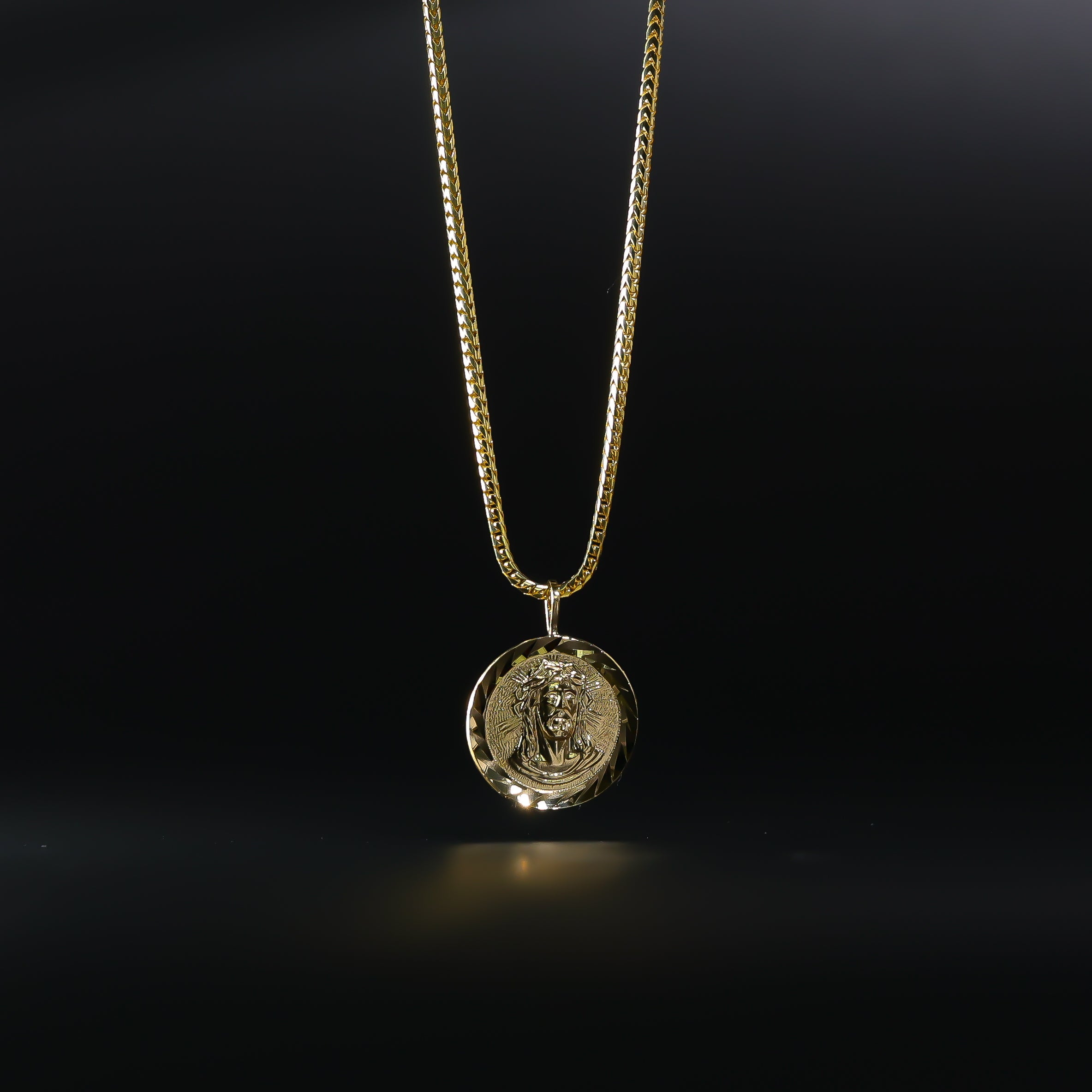 14K Gold Jesus Head Stamp Religious Medal Pendant - Model 1380 for Necklace, Baptism Gift & Christian Jewelry Collection