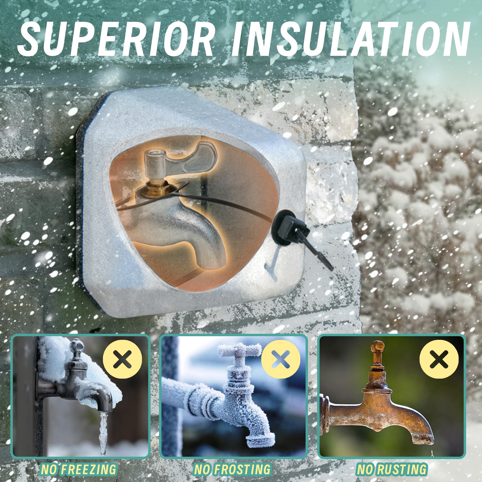 3 Pack Outdoor Faucet Cover - Thickened Insulated Foam Spigot Protector for Winter Freeze Protection | Reusable Hose Bib Cover | Perfect for Garden, Yard & Home Exterior Water Faucets in Cold Weather