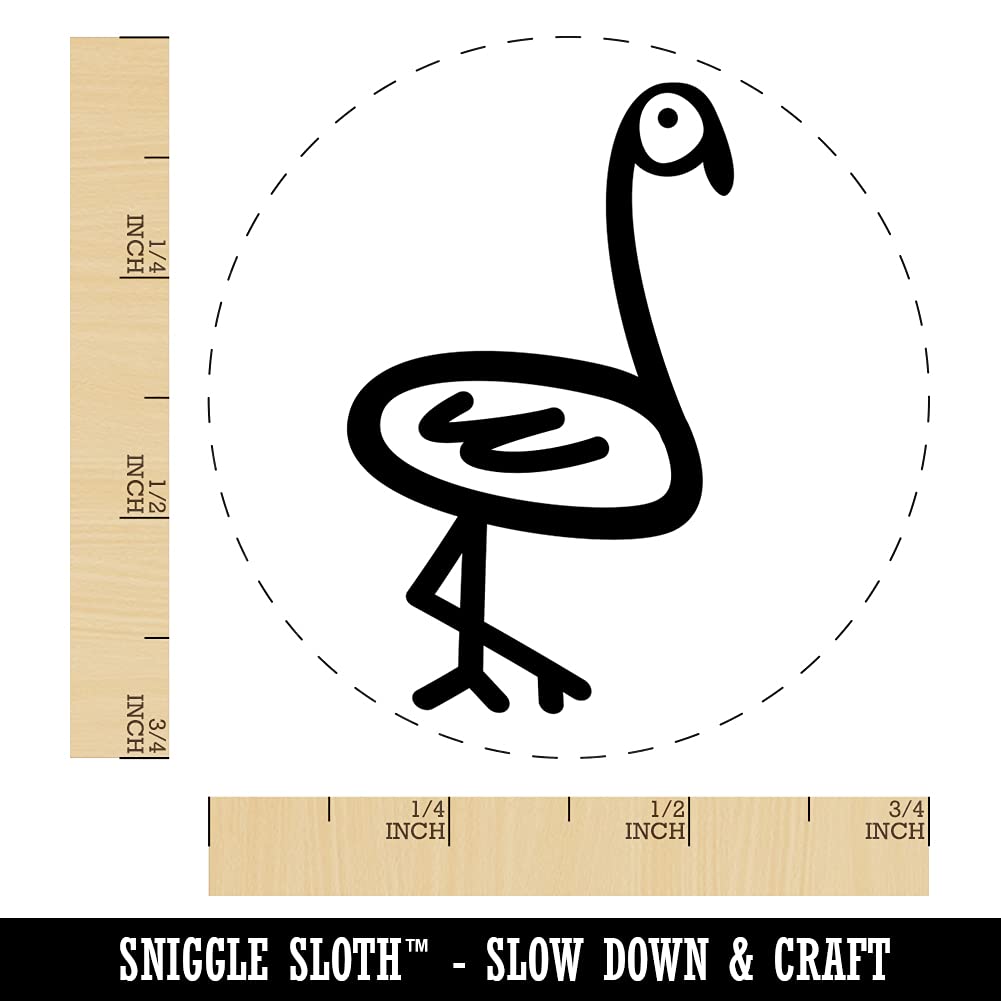 Flamingo Doodle Self-Inking Rubber Stamp - 3/4 Inch Small Craft Stamp with Blue Ink - Perfect for DIY Scrapbooking, Planner Decoration & Card Making