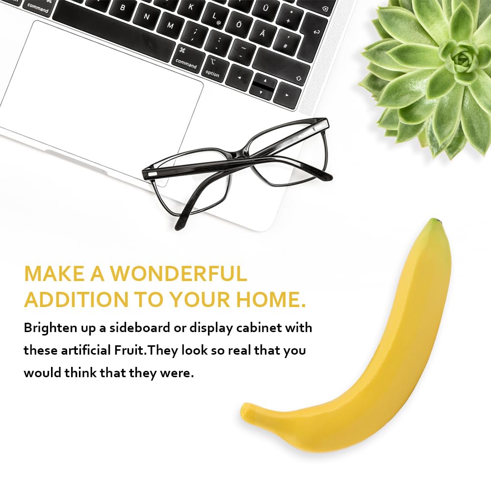 HONUTIGE 4PCS Realistic Fake Bananas - Artificial Banana Fruit Decor for Kitchen, Home, Party & Photo Props - Lifelike Simulation Yellow Bananas for Table Centerpiece, Wedding Decor, and DIY Crafts