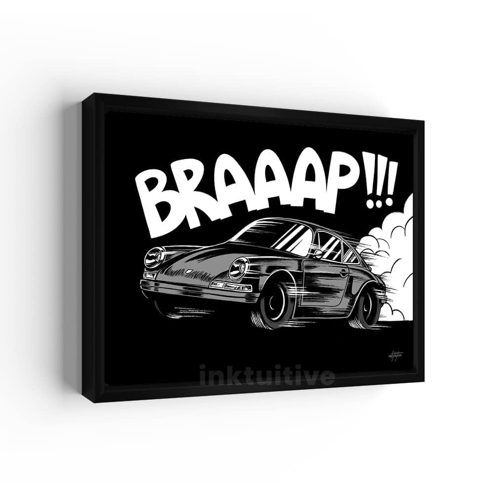 Inktuitive Timeless Turbo Car Canvas Wall Art - Motivational & Inspirational Home Decor for Bedroom, Living Room & Office - 16x12 Inches Black Framed Poster - Perfect for Man Cave, Garage & Automotive Enthusiast Gifts