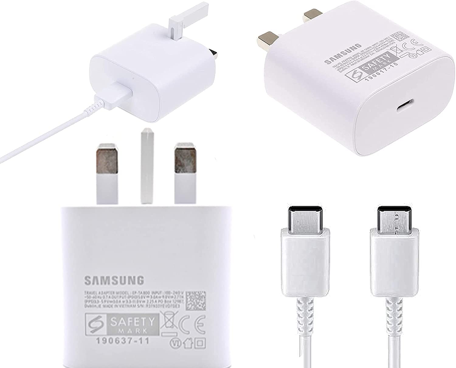 Samsung Galaxy A53 5G 25W Super Fast Charger - USB C Wall Charger & Braided Cable for Galaxy A53/A55/A35 - Fast Charging Adapter for Home, Office & Travel
