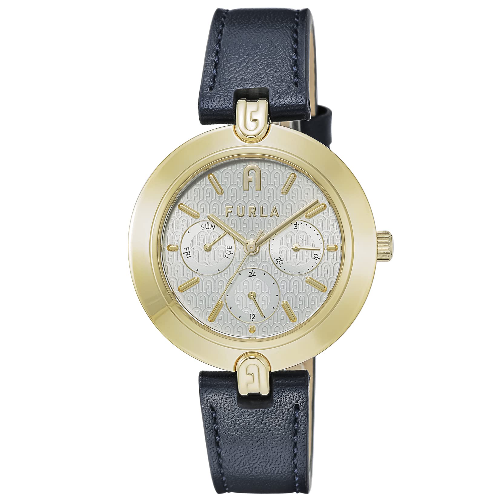 Furla Women's Dark Blue Leather Strap Watch WW00030001L2 - Elegant Fashion Timepiece for Office, Party & Everyday Wear
