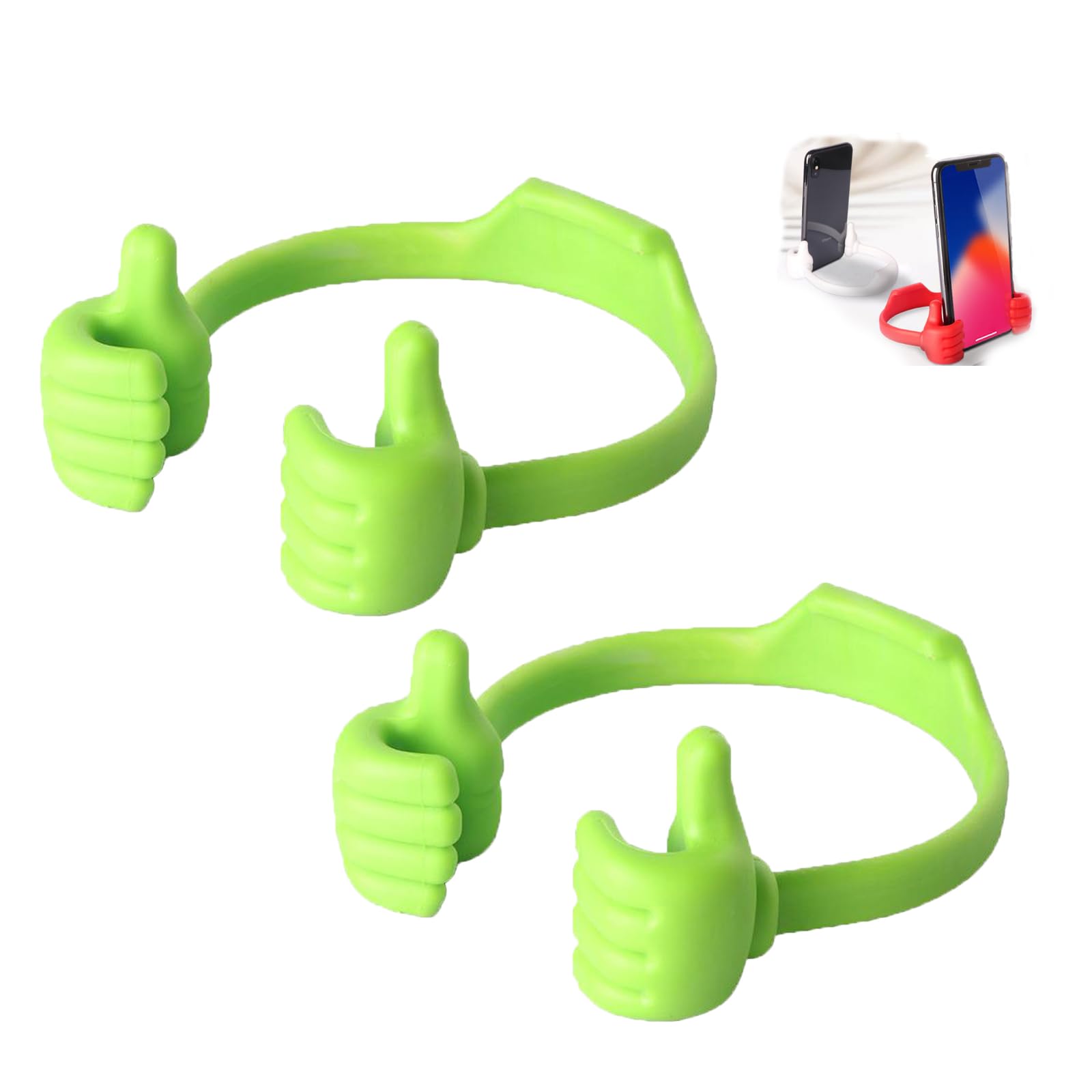 Under Sunnie Phone Holder - Gepodge-3 Adjustable Lazy Phone Stand | Multi-Color Portable Desktop Phone Stand for iPhone, Samsung & Smartphones (2 Pack, Green) | Perfect for Office, Bed, Car & Travel Use