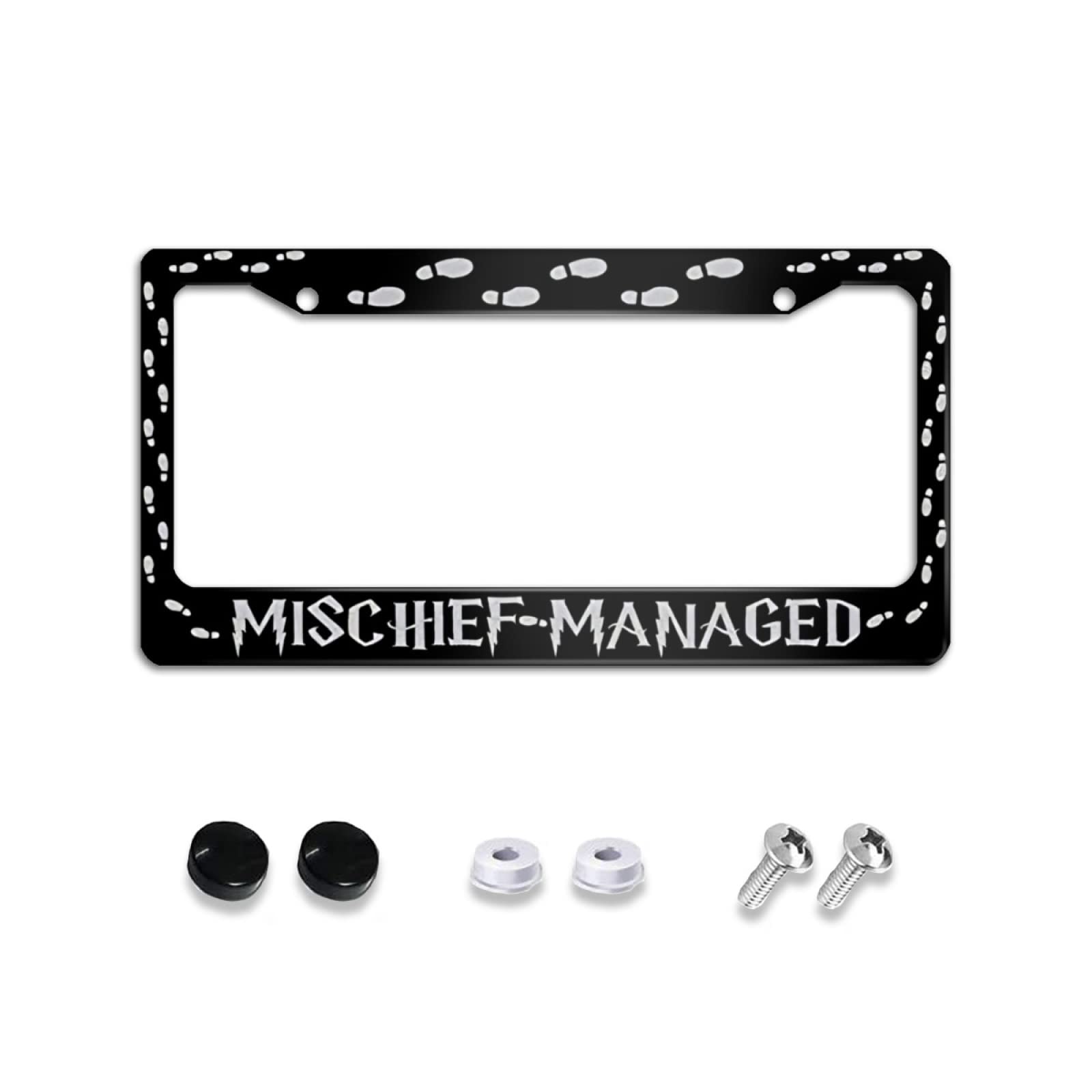 Mischief Managed License Plate Frame - 6x12 Inch Novelty Aluminum Car Tag - Durable Metal Auto Accessory for Harry Potter Fans - Perfect for Cars, Trucks & Motorcycles - Great Gift Idea for Fans