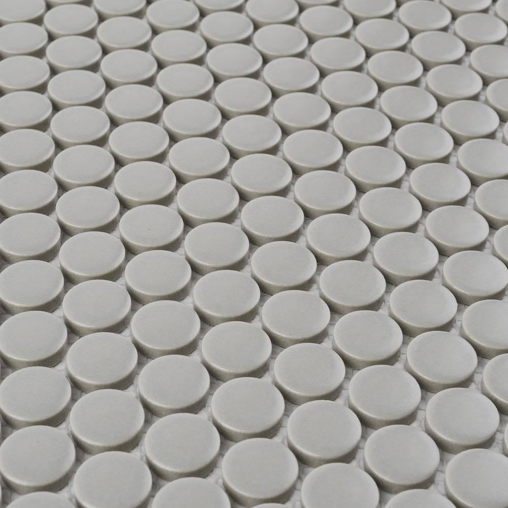 Premium Penny Round Mosaic Tile - Matte Gray Ceramic Wall & Floor Tile for Bathroom, Kitchen Backsplash, and Shower Decor
