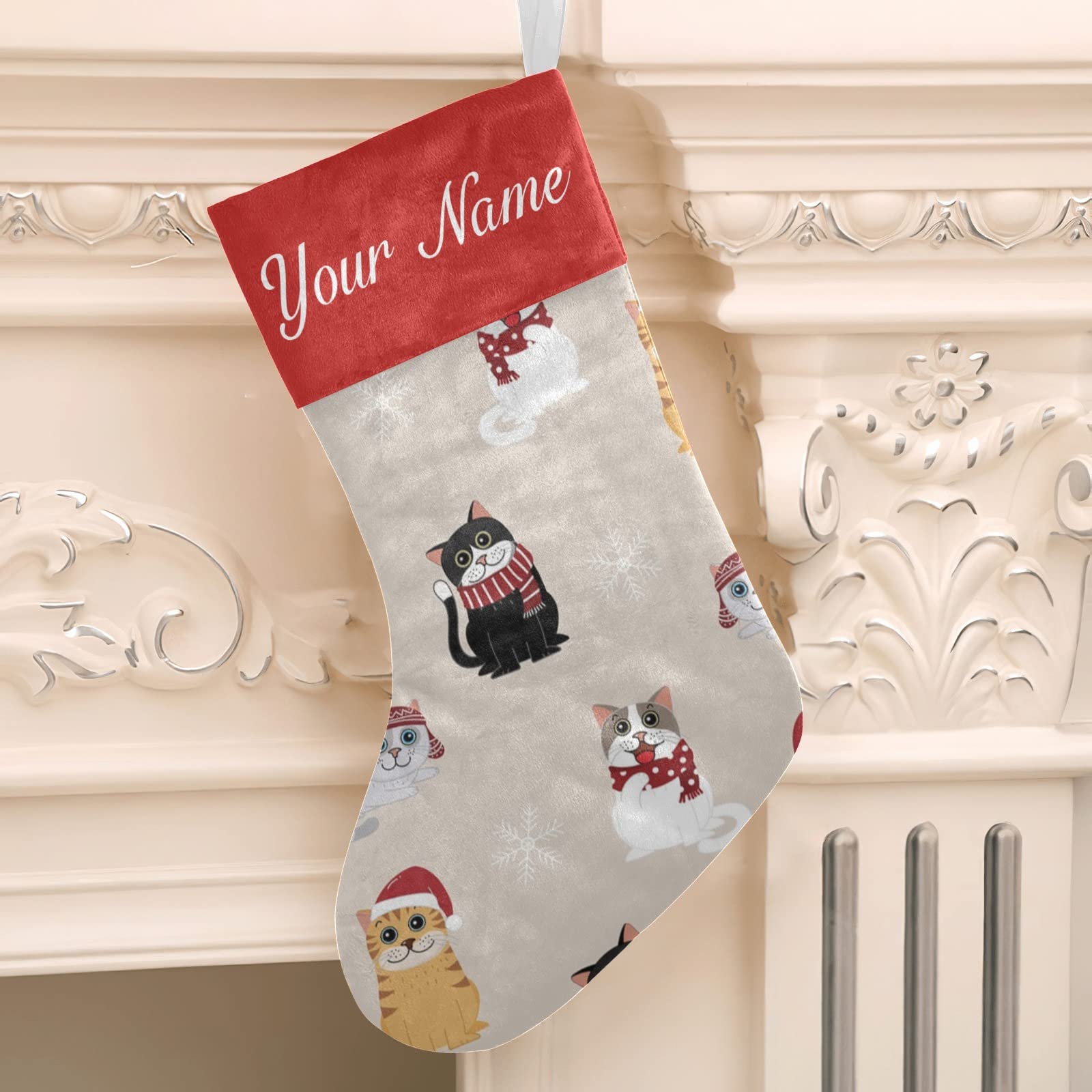Personalized Christmas Stockings for Cats & Dogs - Custom Name Pet Xmas Socks, 17.52 x 7.87 Inch - Perfect Holiday Gift for Pets & Pet Lovers, Great for Fireplace Decor & Christmas Photo Props
