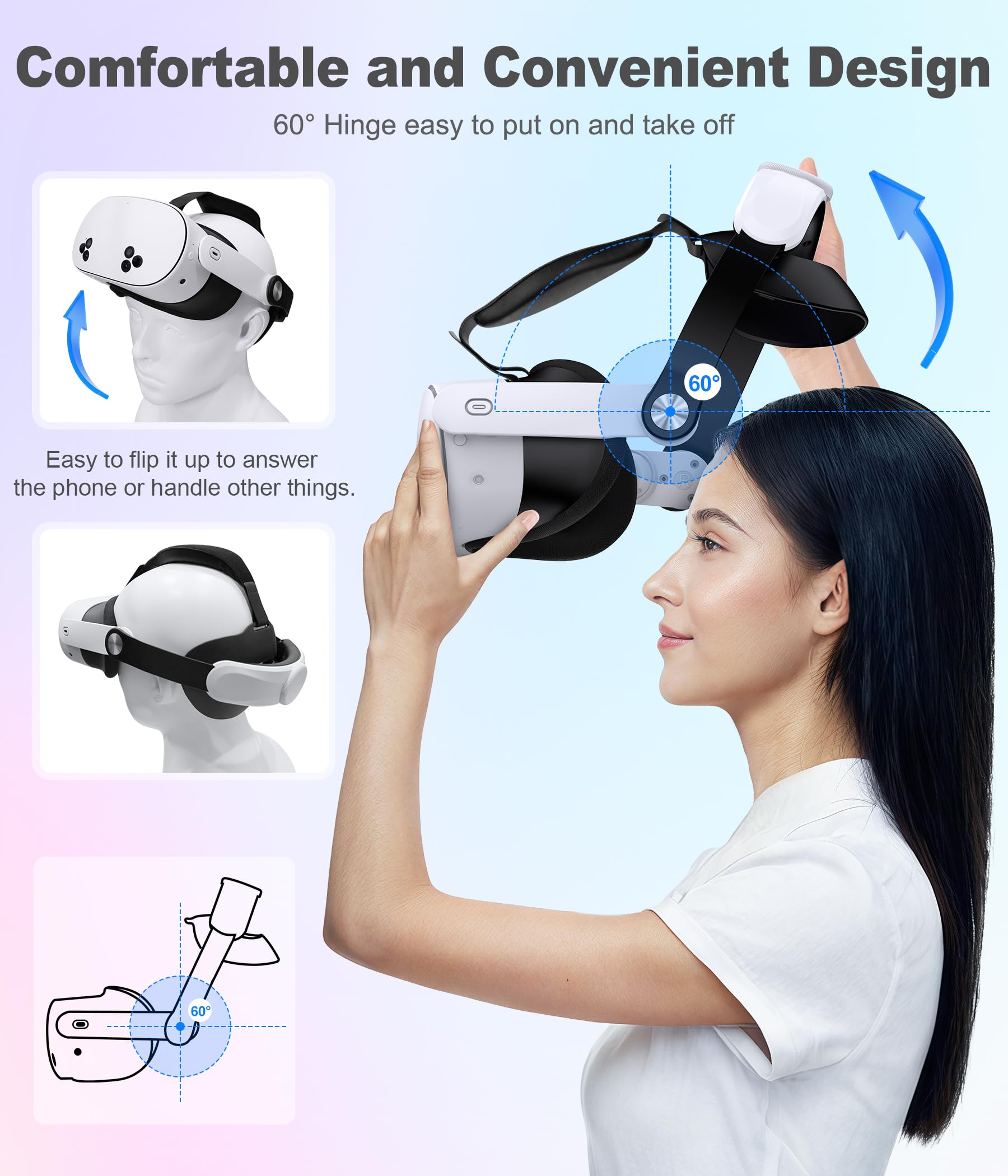 Meta Quest 3S/3/2 Adjustable Head Strap Replacement - Lightweight VR Headset Strap for Enhanced Support & Comfort | Reduces Pressure on Oculus Headsets | Perfect for Gaming, VR Fitness & Extended Play Sessions