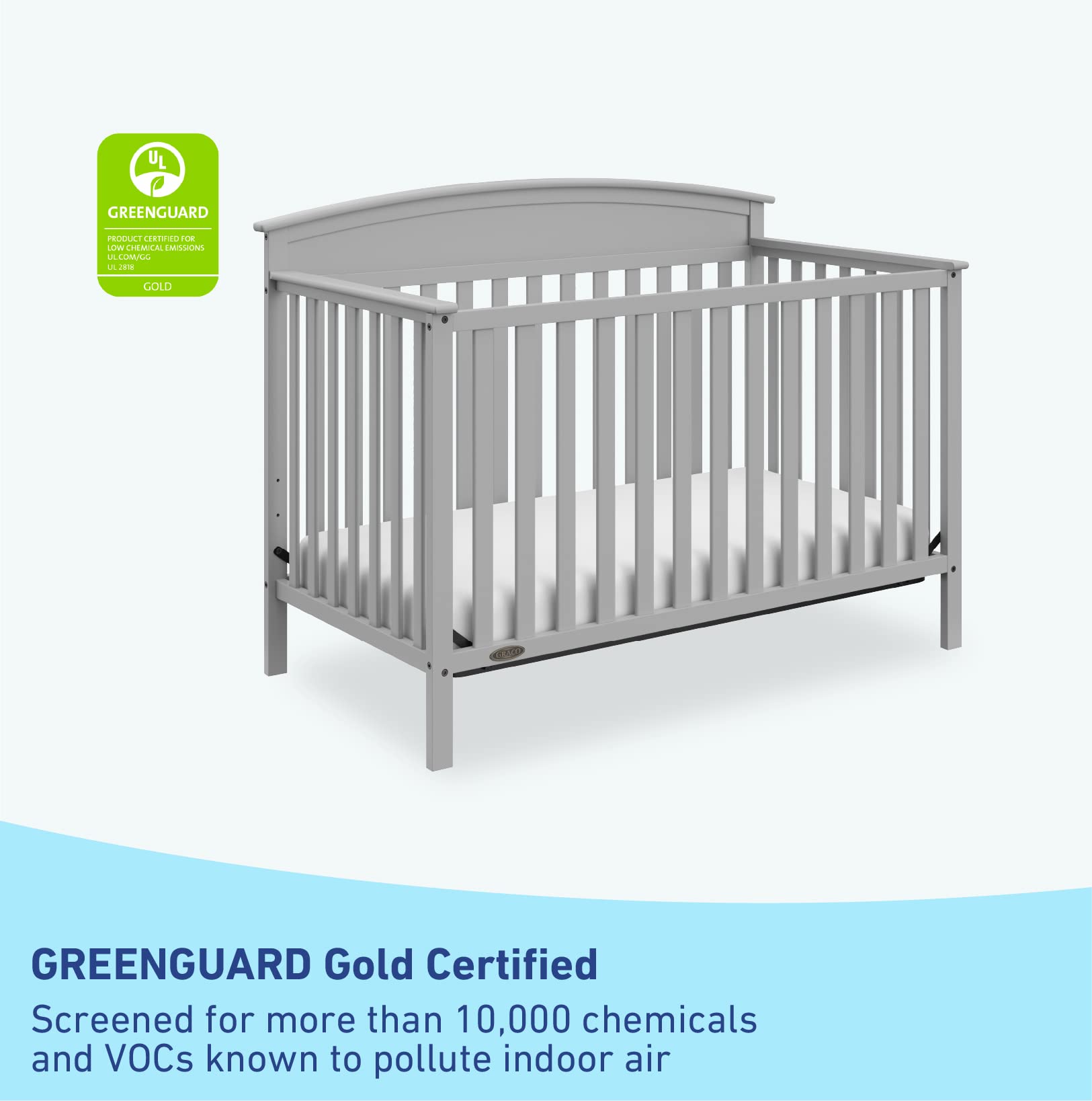 Graco Benton 5-in-1 Convertible Baby Crib in Pebble Gray – GREENGUARD Gold Certified, Converts to Toddler Bed, Daybed & Full Size Bed, Fits Standard Crib Mattress – Perfect for Nursery, Kids Room & Growing Families