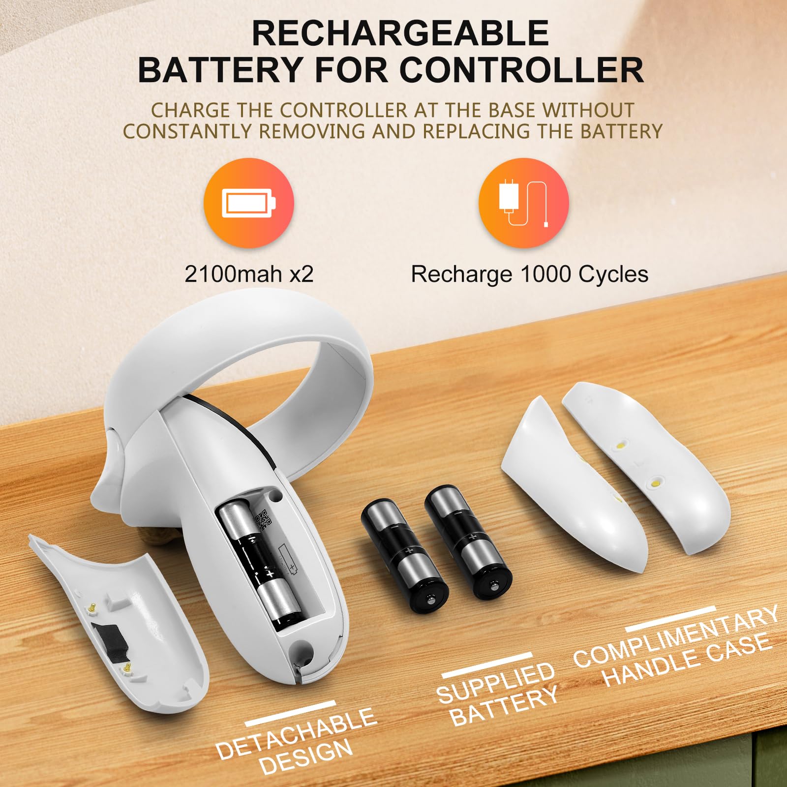 Meta Quest 2 Charging Dock with LED Indicator - Magnetic VR Charging Station for Oculus Quest 2 Headset & Controllers, Includes 2 Rechargeable Batteries & USB-C Cable - Perfect for Gaming, VR Entertainment & Multiplayer Sessions