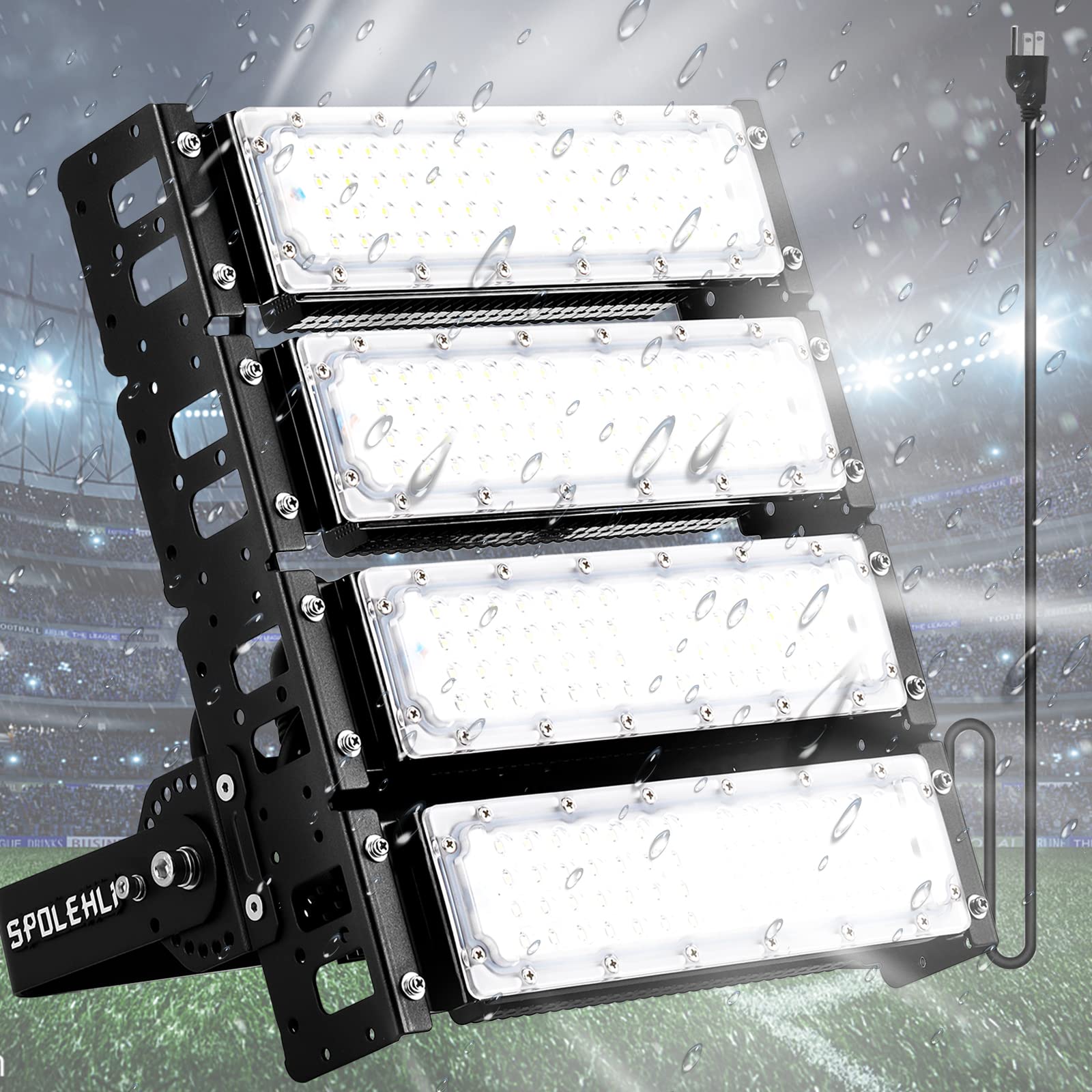 32000LM Super Bright LED Stadium Flood Lights - 1200W Equivalent, 200W Energy Saving, IP66 Waterproof, 6500K Daylight White (85-305V) - Perfect for Outdoor Sports Arenas, Parking Lots & Stadium Lighting - 5 Year Warranty