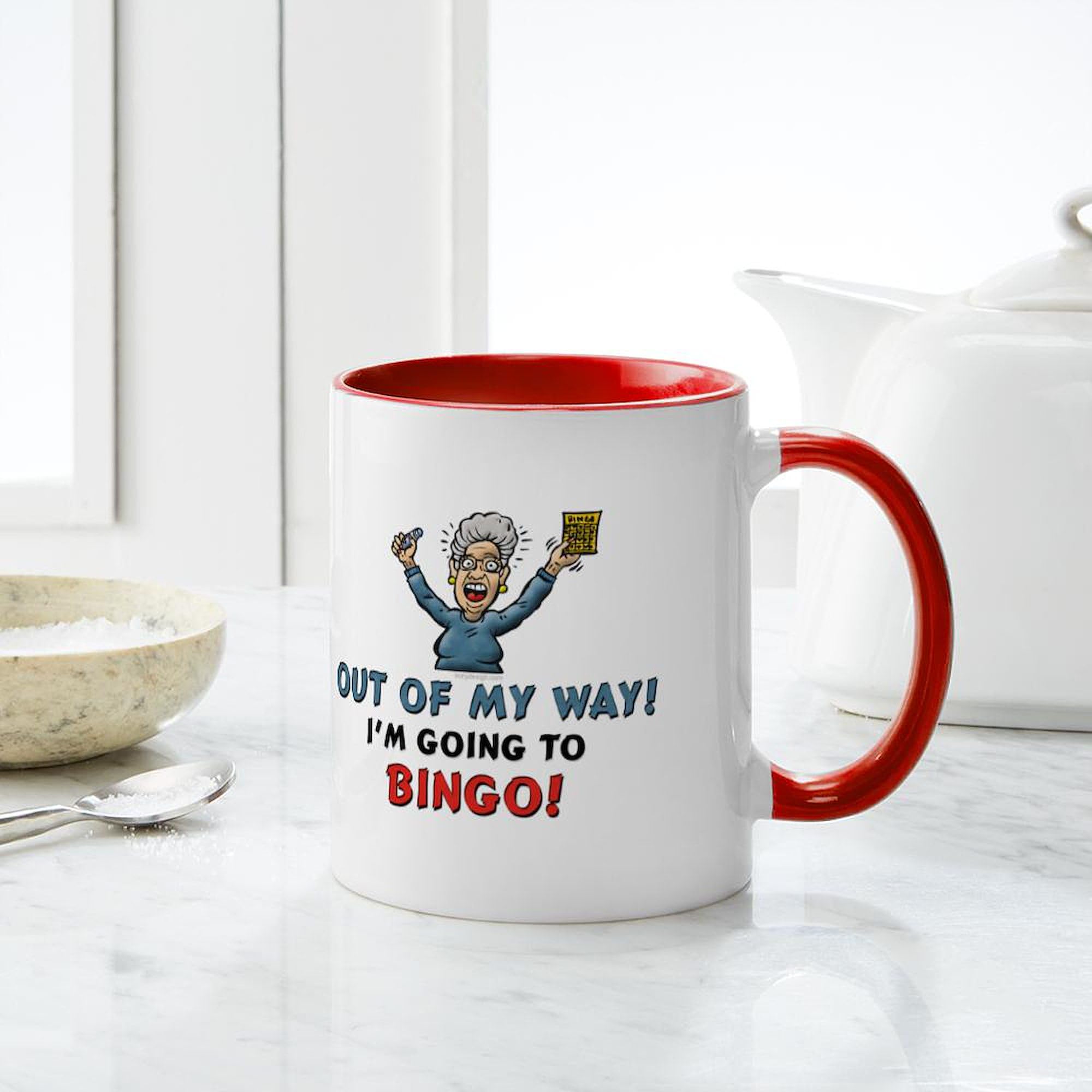 BINGO!! Ceramic Coffee Mug 11 oz (325 ml) - Perfect for Tea, Hot Chocolate & Office Use - Funny Novelty Gift for Bingo Lovers