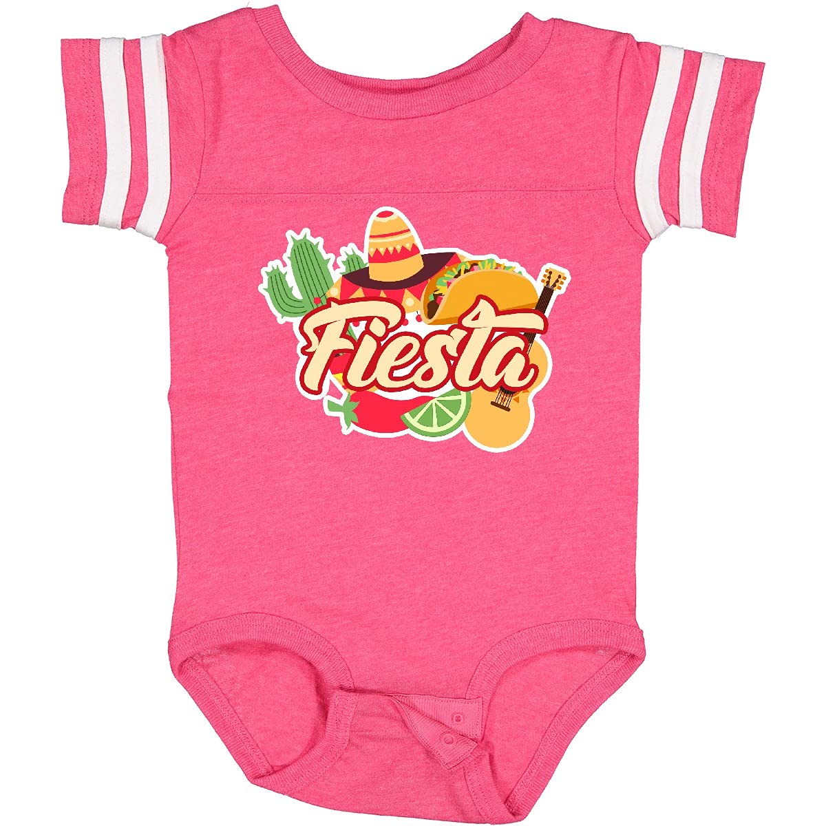 Fiesta with Sombrero Taco Cactus Lime Red Pepper Baby Bodysuit - Cute Mexican Theme Infant Outfit for Parties, Cinco de Mayo & Photo Shoots