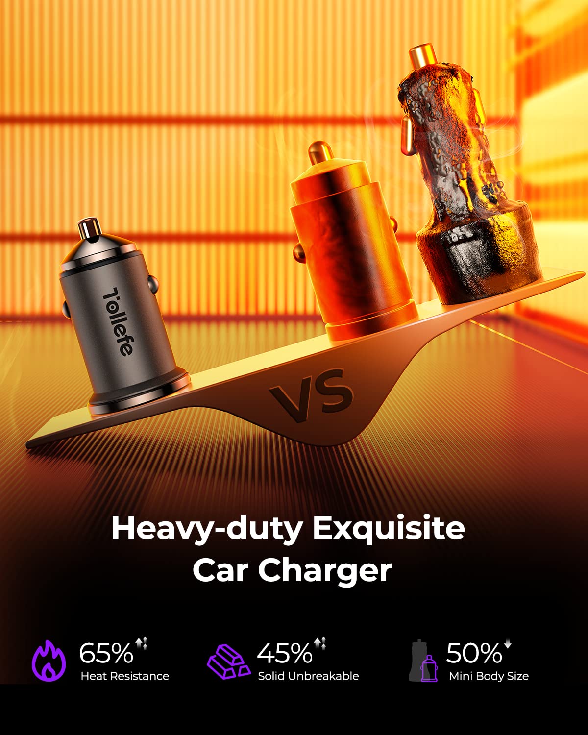 TOLLEFE 90W Super Fast Dual USB C Car Charger - All Metal Compact Cigarette Lighter Adapter for iPhone 16/15/14 Pro Max, Samsung S24/23/22 Ultra, iPad Pro - Perfect for Road Trips & Daily Commuting