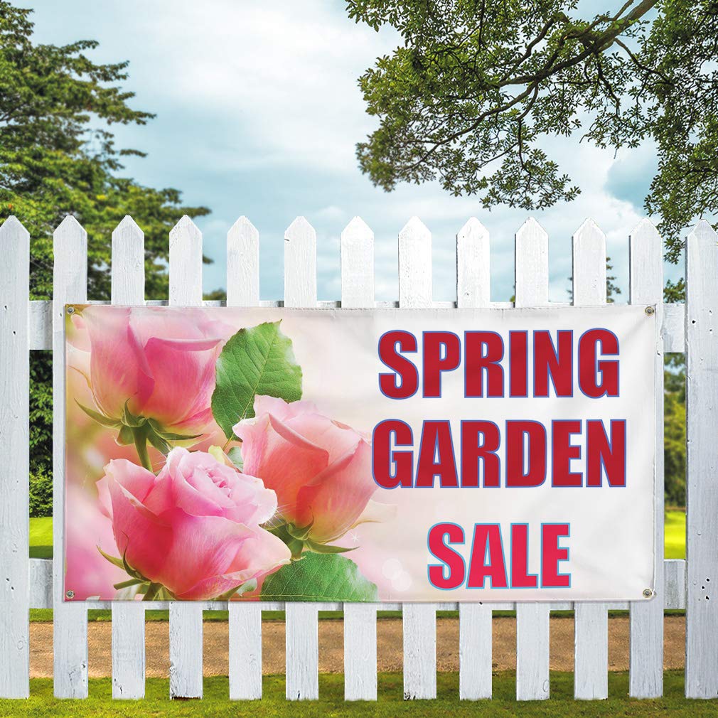 Custom Vinyl Banners 48x96 Inches - Weatherproof Outdoor Advertising Signs with 8 Grommets for Spring Sales, Garden Events & Business Promotion | Durable Yard Sign for Retail, Industrial & Commercial Use