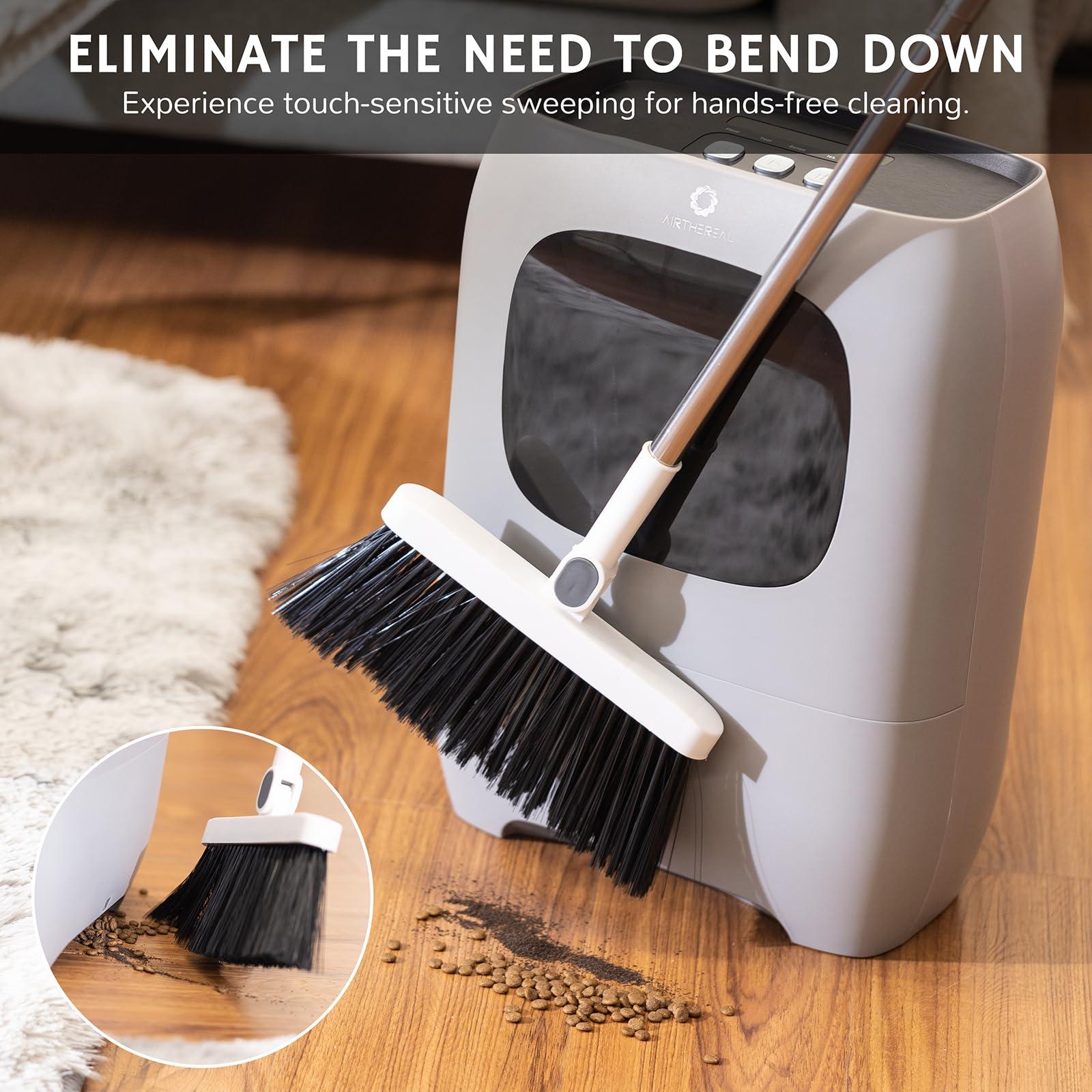 AIRTHEREAL T1 Touchless Automatic Dustpan Vacuum - 2 Modes (Ultra Fast & Powerful) | 20KPa Max Suction Corded Canister Vacuum for Pet Hair, Food Crumbs, Dirt | Ideal for Salon, Kitchen & Home Cleaning