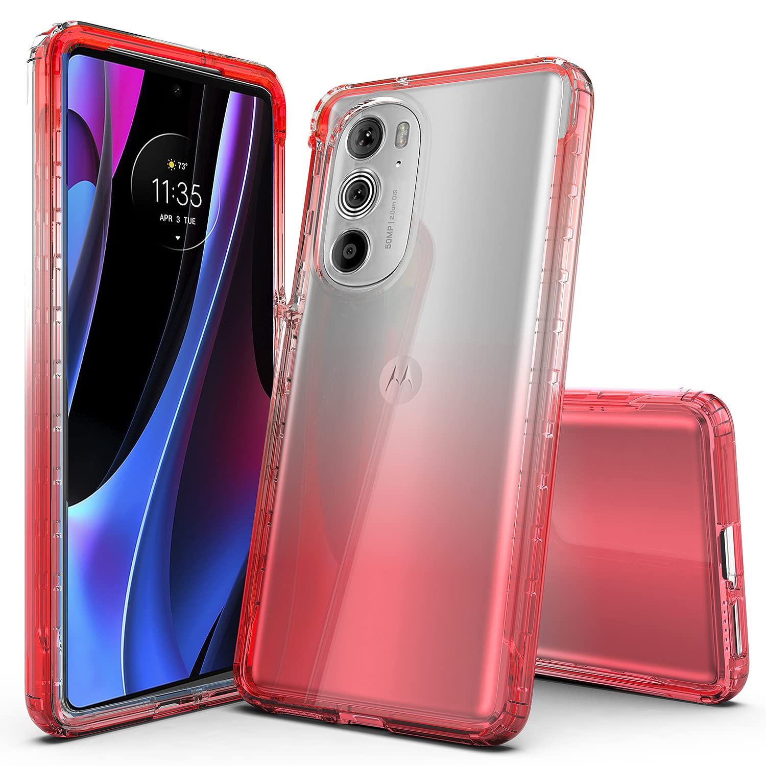 Motorola Edge Plus 2022 Case | 5G UW Protective Cover with Rosebono Hybrid Gradient Design | Shockproof & Scratch-Resistant Phone Case for Motorola Edge Plus (Red) - Perfect for Daily Use, Travel & Outdoor Activities