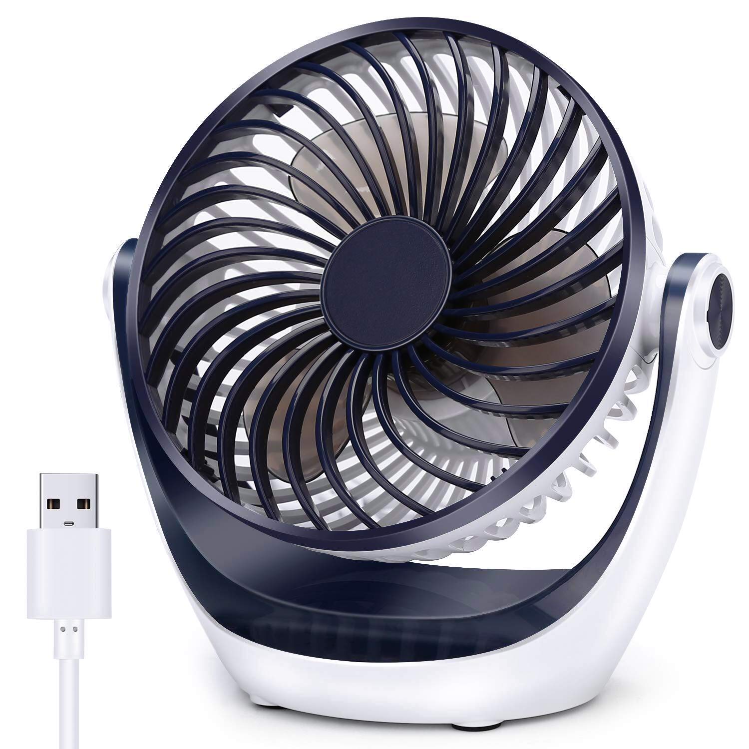 Aluan 5.1 Inch Small Desk Fan - Powerful Airflow, Ultra Quiet, Adjustable Speed & 360° Rotation - Portable Mini Table Fan for Home, Office, Bedroom, Dorm & Desktop Use - Perfect for Work, Study & Sleep