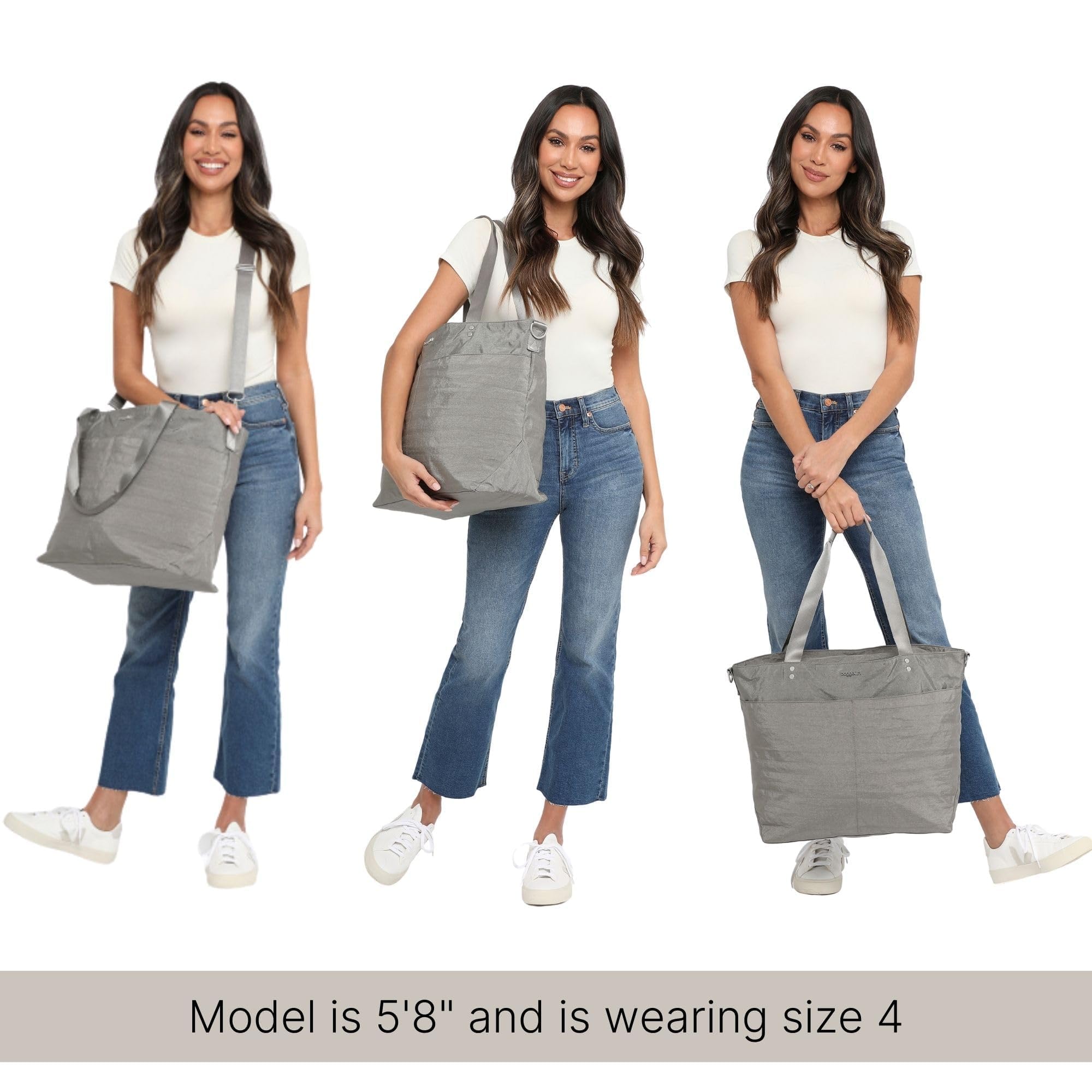 Stylish Large Nylon Tote Bag for Women - Lightweight Travel Weekender with Zipper Top & Luggage Sleeve - Perfect for Beach, Gym, Work and Airplane Personal Item Carry-On