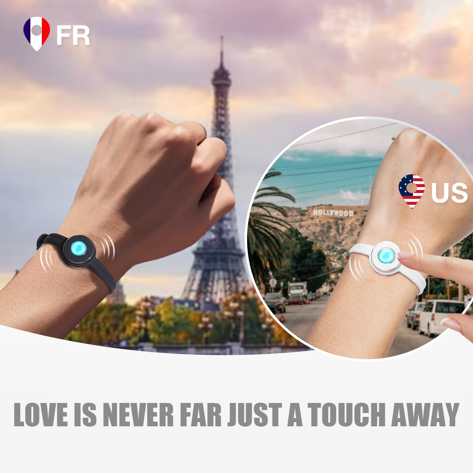 TOTWOO Smart Love Bracelets for Couples - Vibrating & LED Light Up Long Distance Touch Bracelet Set, Best Friend Matching Jewelry Gifts for Partners, Husband Wife, BFFs, Wedding Anniversaries - Perfect for LDR Couples, Valentine's Day & Special Occasions