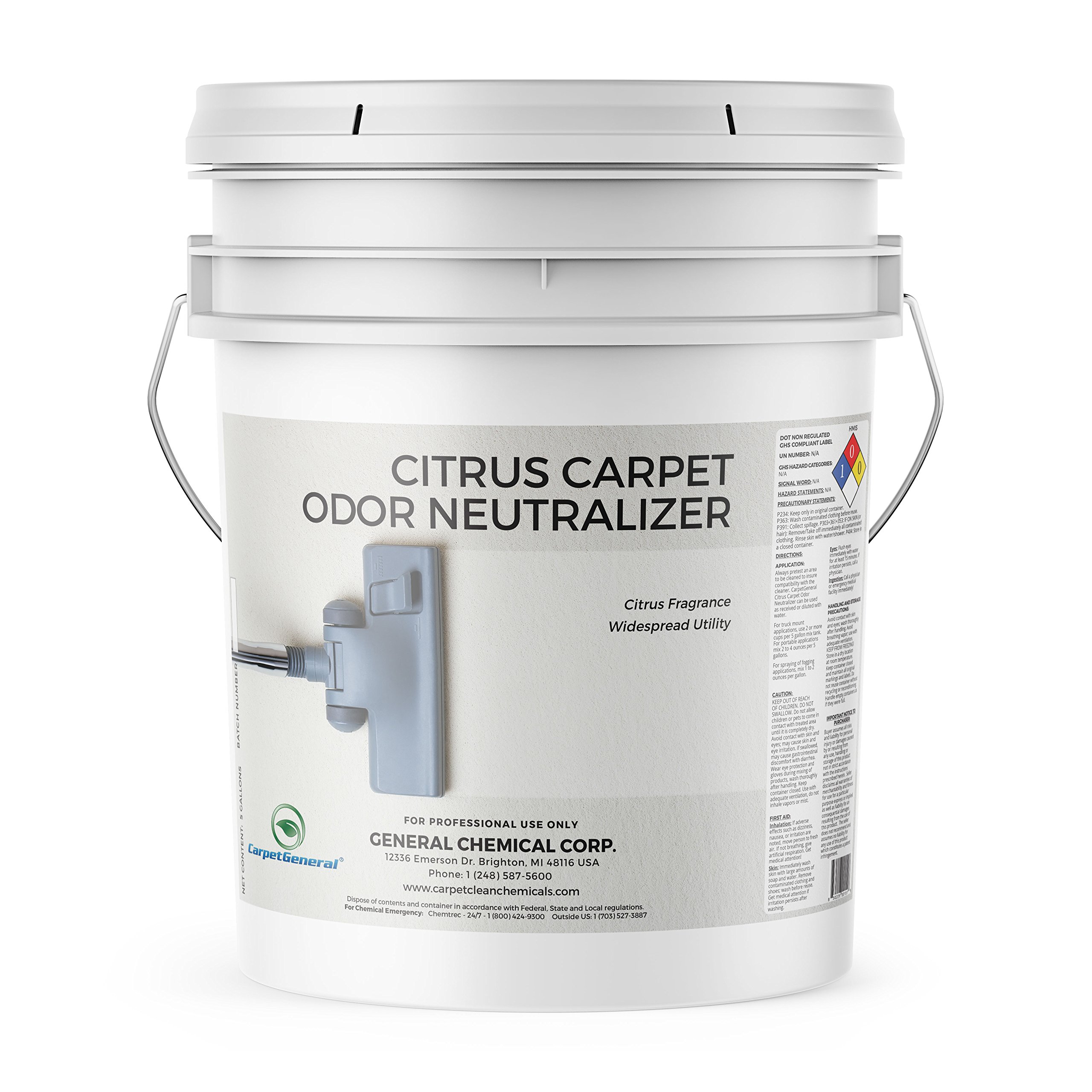 Citrus Carpet Odor Neutralizer & Deodorizer - Multi-Surface Water-Soluble Cleaner for Home & Commercial Use - 5 Gallon Refill | Eliminates Pet, Smoke & Food Odors in Carpets, Upholstery & Floors
