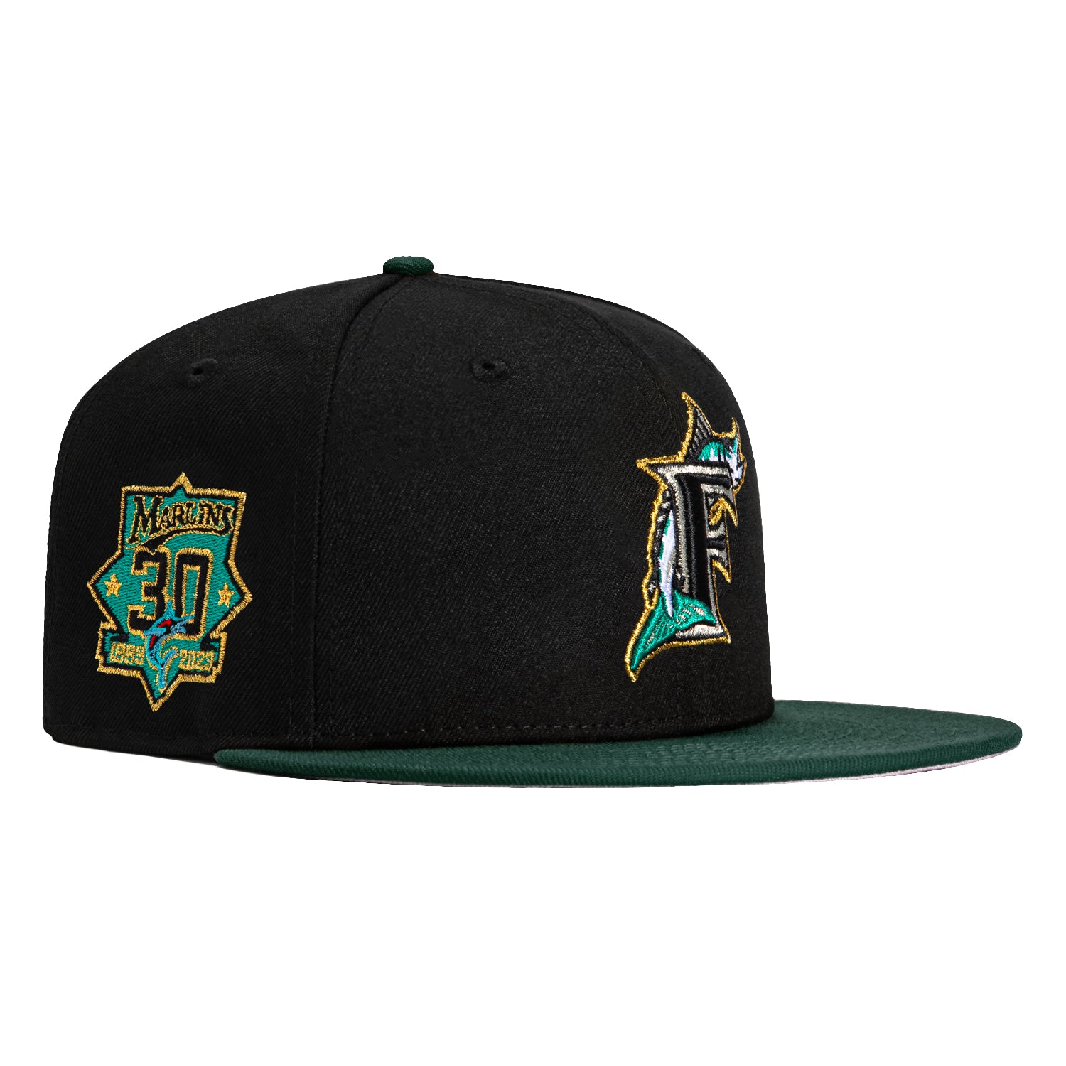 New Era 59Fifty Miami Marlins 30th Anniversary Patch Snapback Hat - Black & Green Baseball Cap for Men & Women - Perfect for MLB Games, Sports Events & Streetwear Fashion