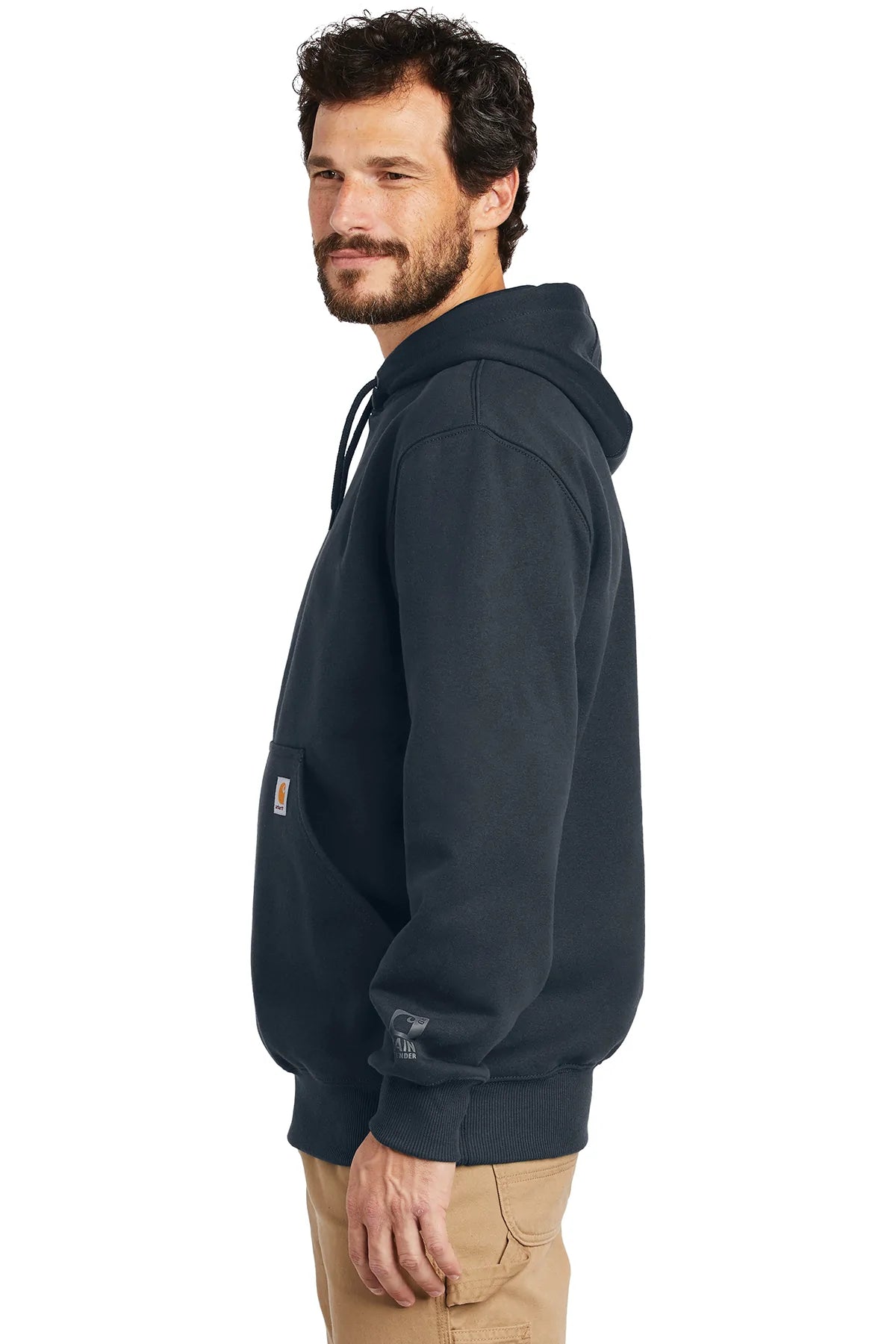Carhartt Rain Defender Paxton Customized Hoodies for Men - Waterproof & Windproof Fleece-Lined Pullover - New Navy Blue - Perfect for Outdoor Work, Hiking & Winter Activities