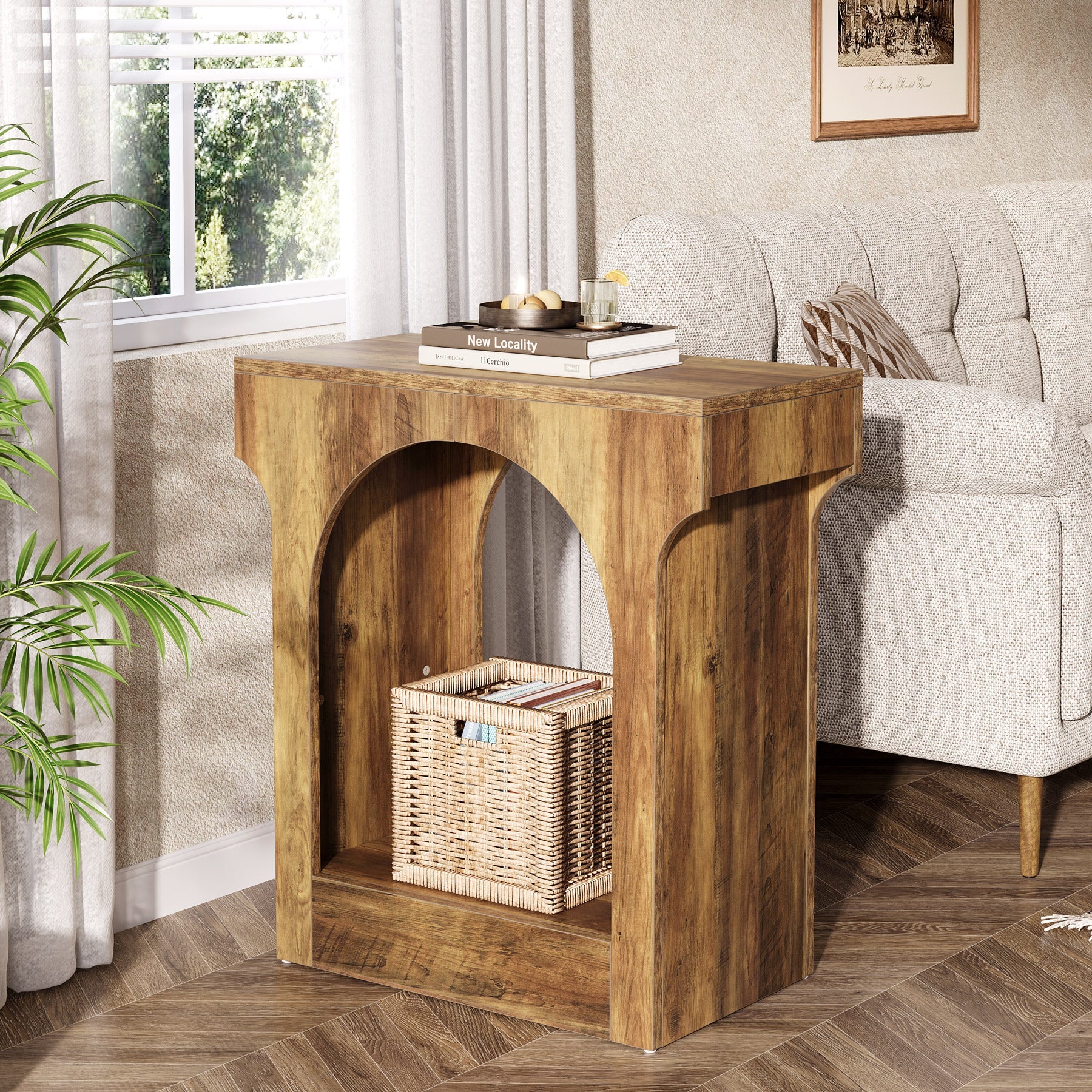 2-Tier Wood End Table with Storage Shelf - Modern Nightstand for Bedroom, Living Room, or Office - Perfect for Small Spaces & Home Organization