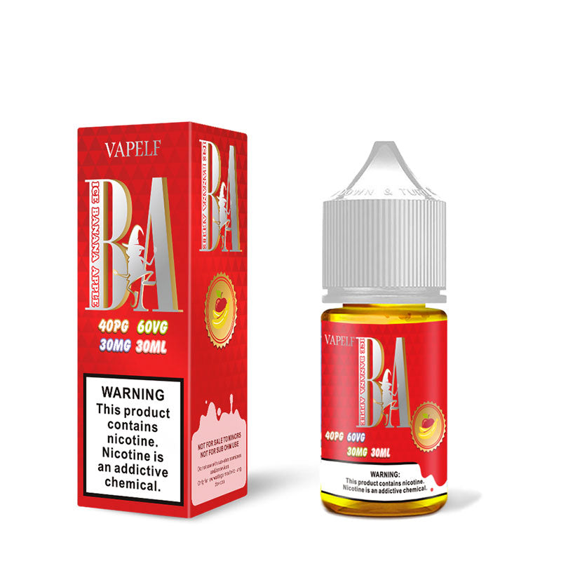 Premium Ice Banana Apple Nic Salt E-Liquid by Vapelf - 30ml Refillable Vape Juice for Smooth & Flavorful Vaping - Perfect for Pod Systems & MTL Vaping