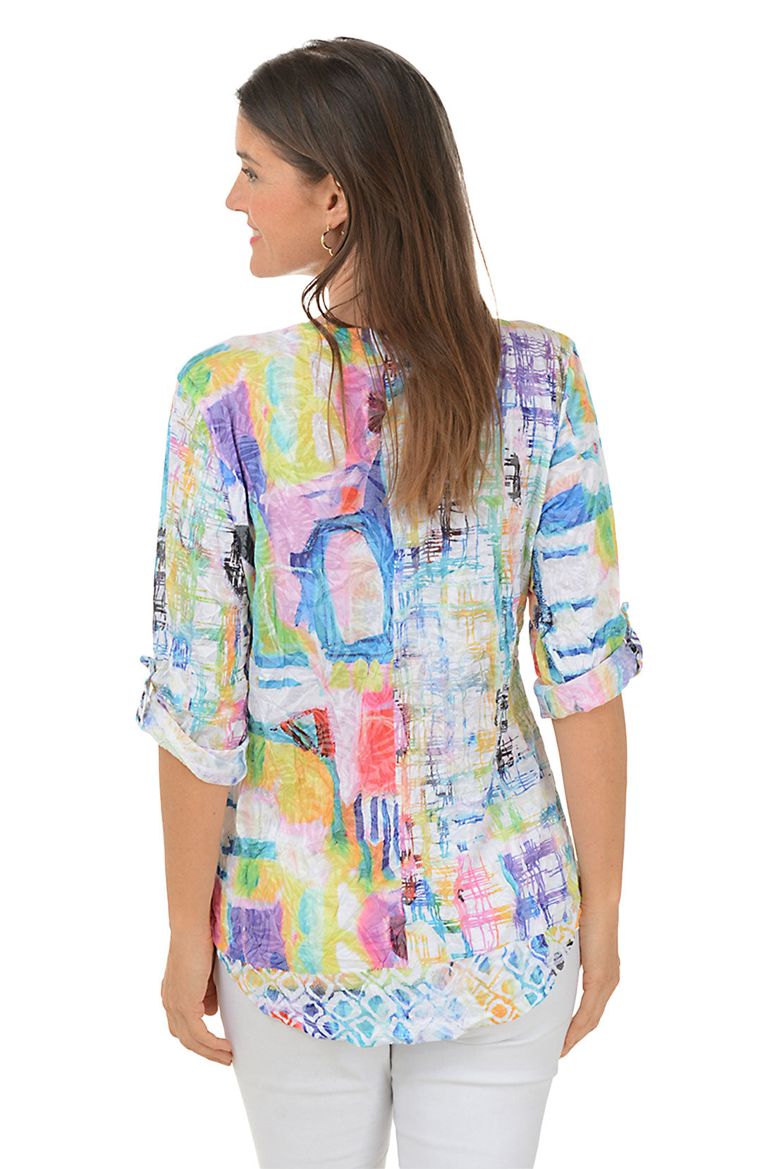 Scenic Pastels V-Neck Crinkle Blouse for Women - Soft & Stylish Casual Top for Spring & Summer Outfits | Perfect for Office, Dates & Weekend Wear