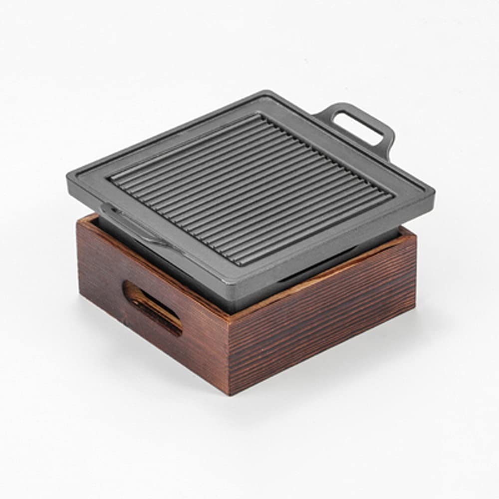 Portable Smokeless BBQ Grill - Korean & Japanese Charcoal Barbecue Oven with Non-Stick Surface, Alcohol Stove for Outdoor Cooking (18x18cm) - Perfect for Camping, Picnics & Backyard Gatherings