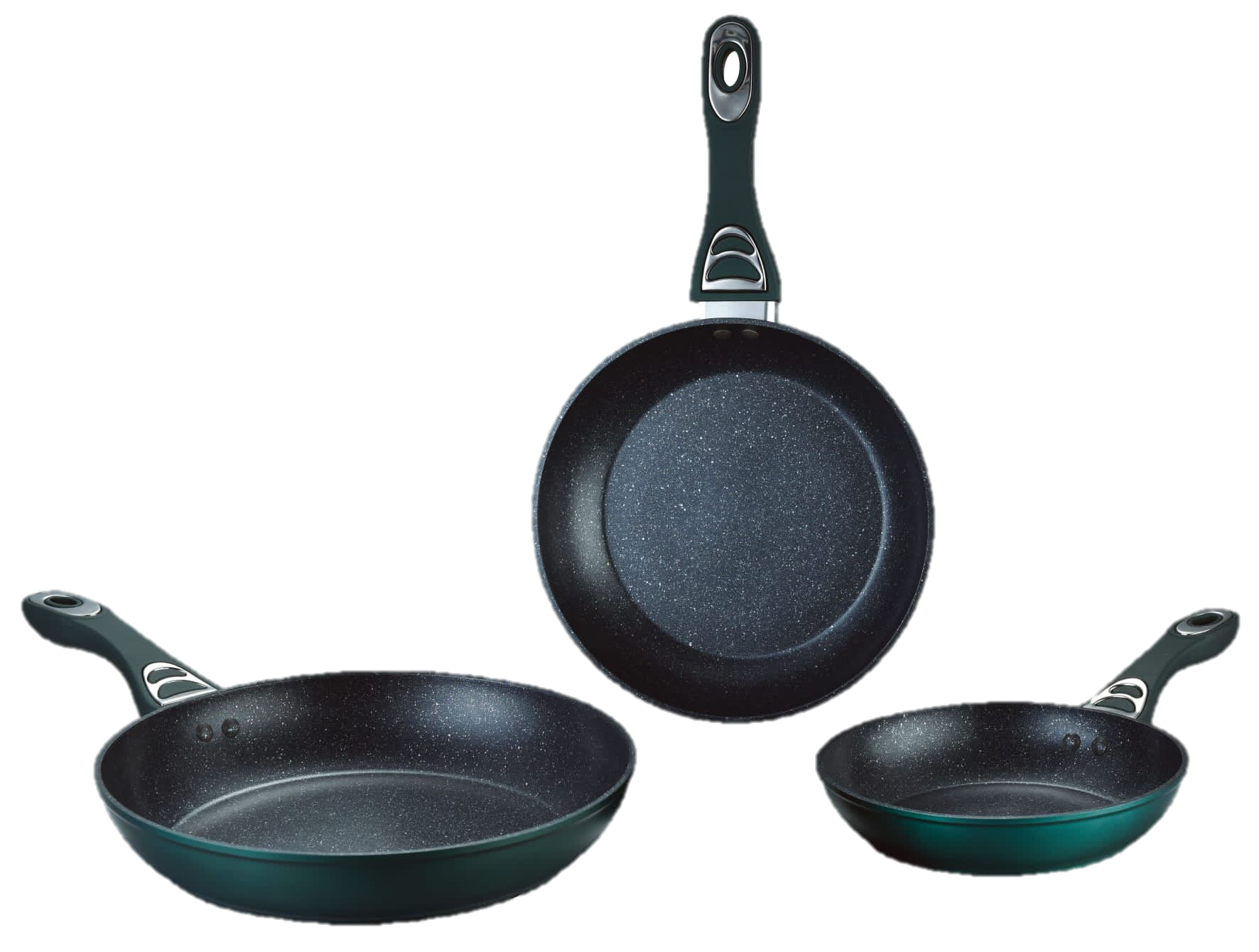 3-Piece Nonstick Marble Coated Frying Pan Set - Durable Aluminum Cookware for Sauteing, Frying & Cooking - Perfect for Home Kitchen, Restaurant & Camping Use