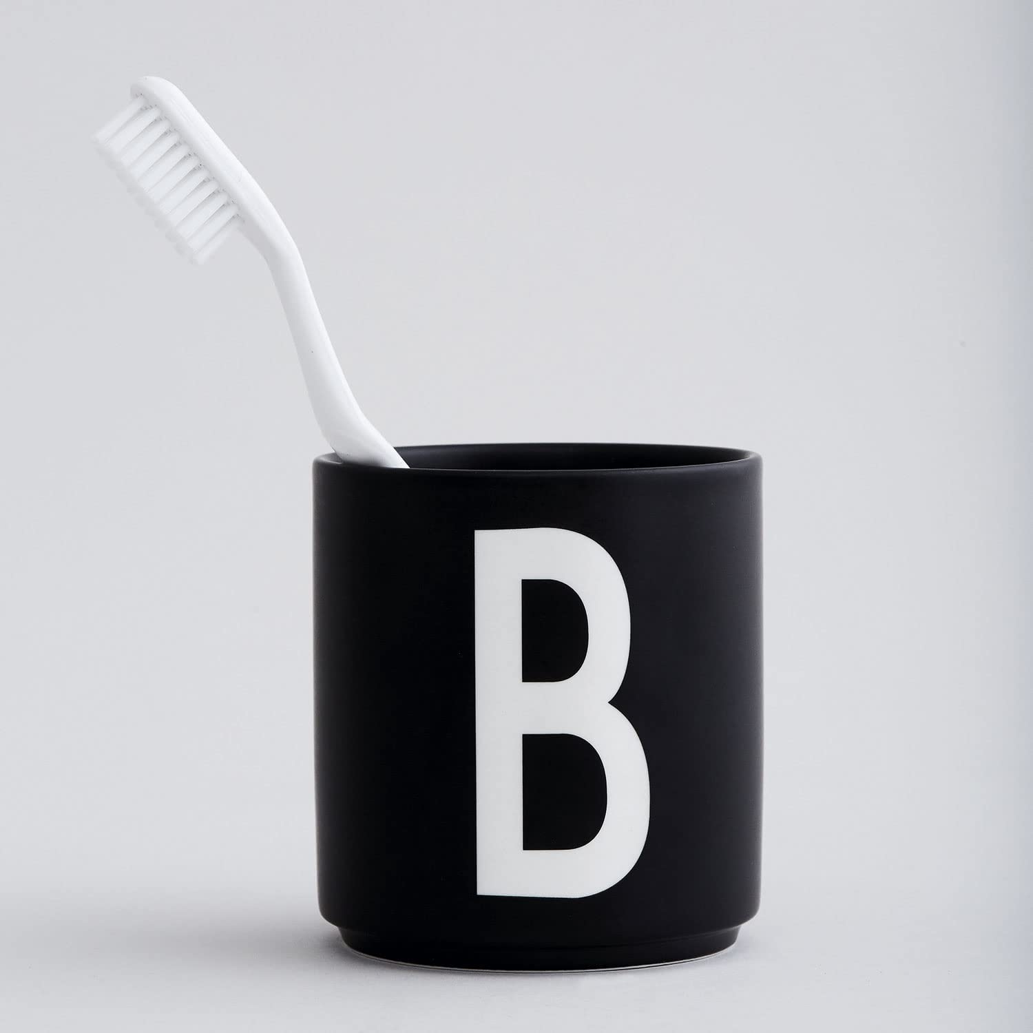 Personalized Monogram Coffee Mug with Initial A-Z | 11 oz Porcelain Tea Cup for Men & Women | Unique Christmas & Thanksgiving Gift for Her, Him, Friends | Perfect for Home, Office & Holiday Gifting | Black Design Letters Mug