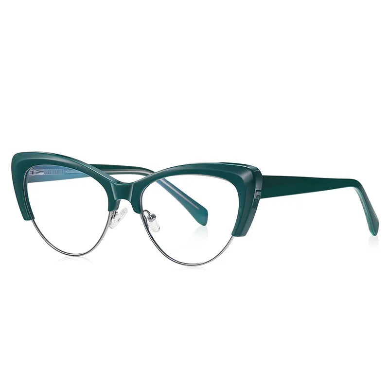 CCspace Unisex Full Rim Square Cat Eye Titanium Eyeglasses Frame 57455 - Lightweight Durable Glasses for Work, Reading & Fashion