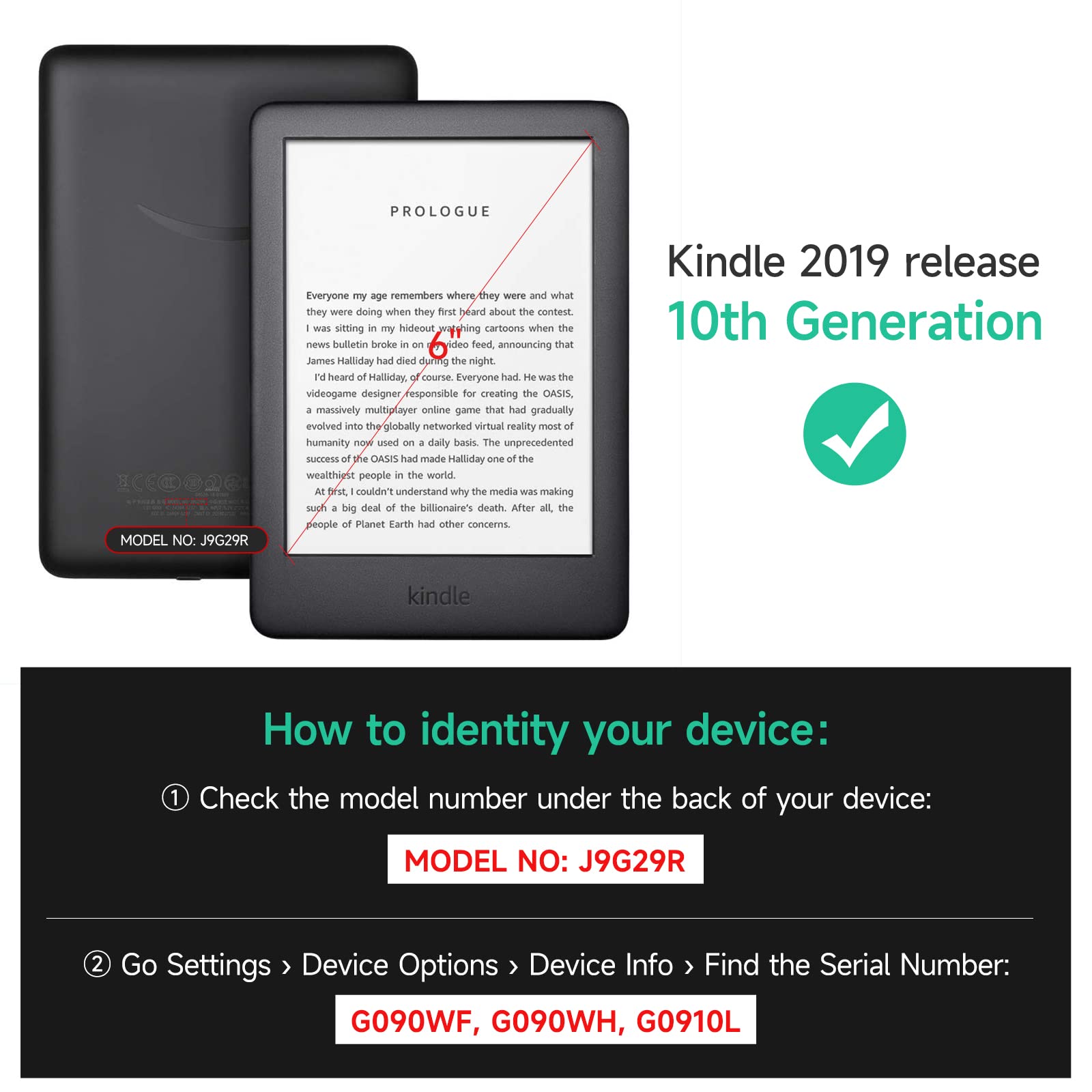 Ayotu Protective Case for Kindle 10th Generation (2019 Release) - Shockproof Cover with Auto Wake/Sleep Function, Compatible with Amazon Kindle 10th Gen 2019 (Not for Kindle Paperwhite/Oasis/2022 Models) - Grey - Perfect for Reading, Travel & Daily Use
