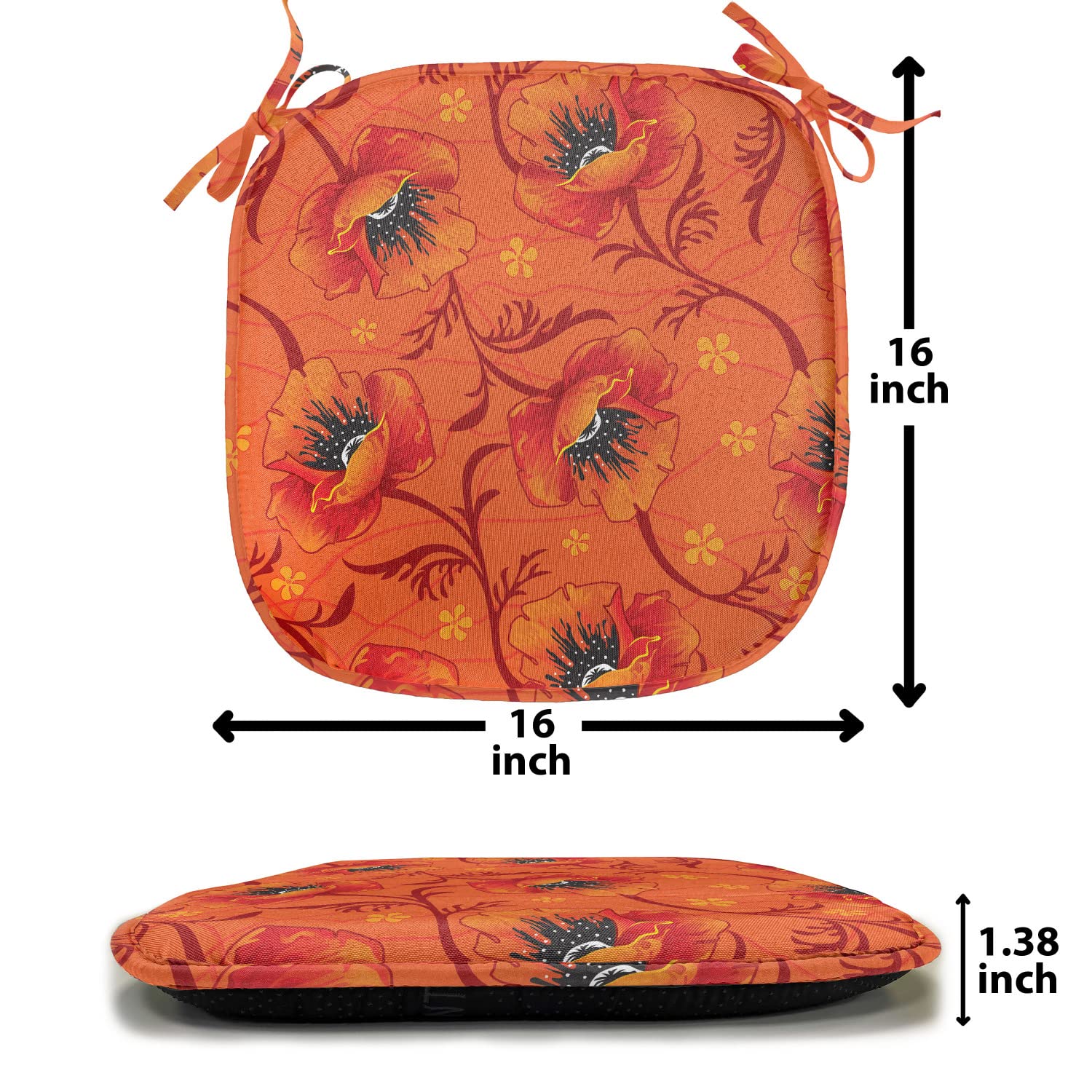 Ambesonne Bohemian Orange Chair Cushions Set of 12 - 16
