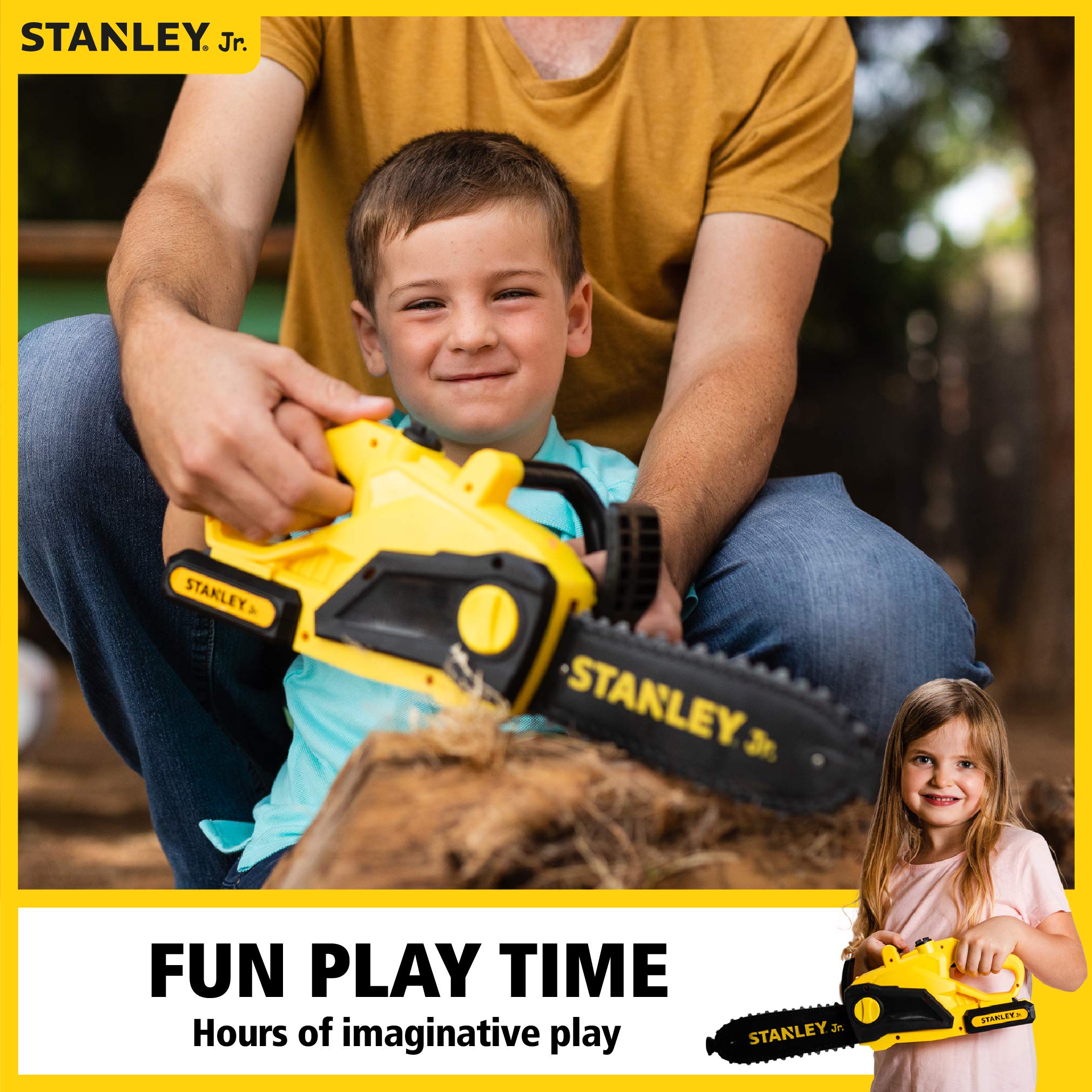 **Stanley Jr Battery-Powered Deluxe Chainsaw - Red Toolbox Set for DIY, Wood Cutting & Outdoor Projects**