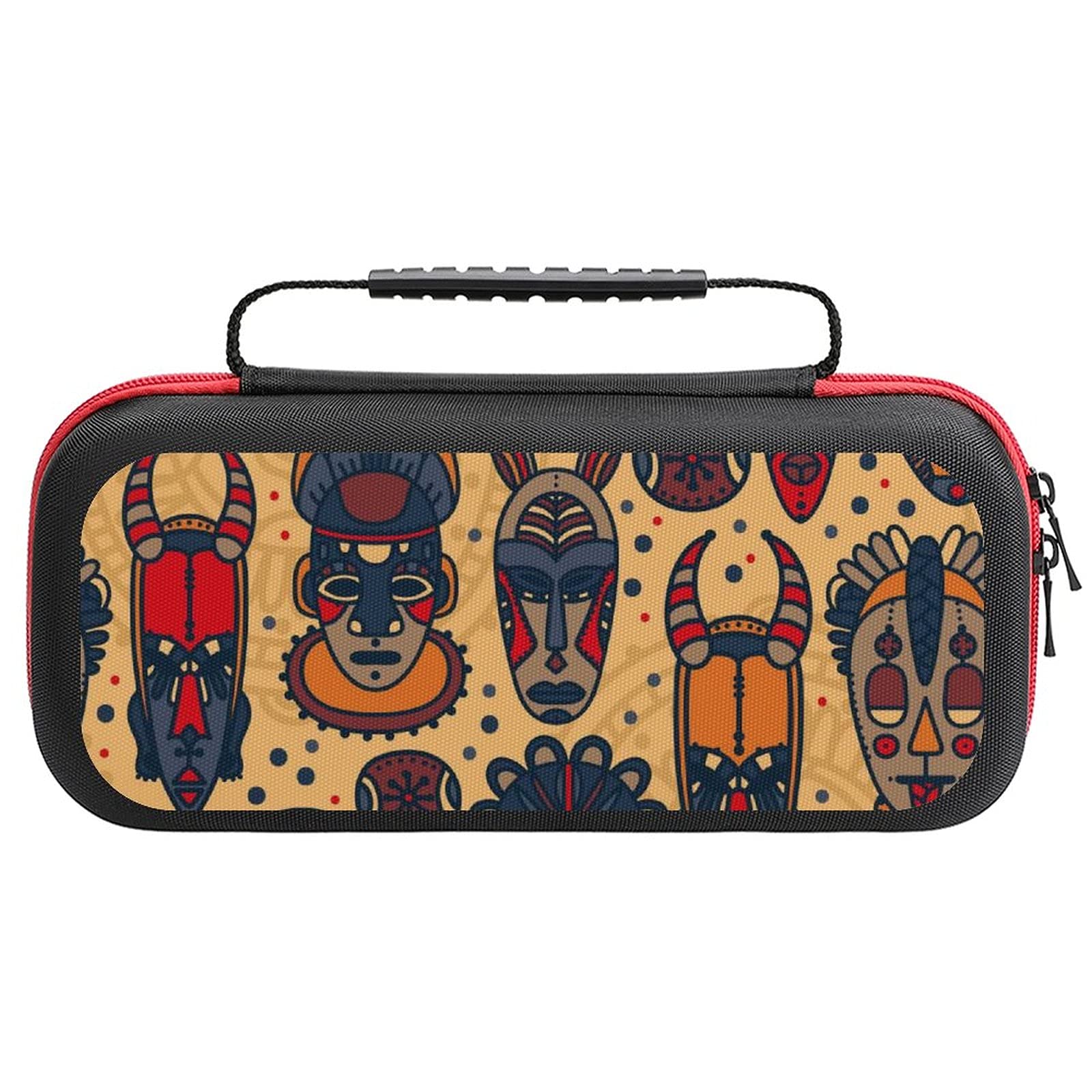 Tribe Tiki Masks Printed Travel Case for Nintendo Switch Lite - Portable Storage Bag for Console & Accessories | Perfect for Gaming On-The-Go & Travel Protection