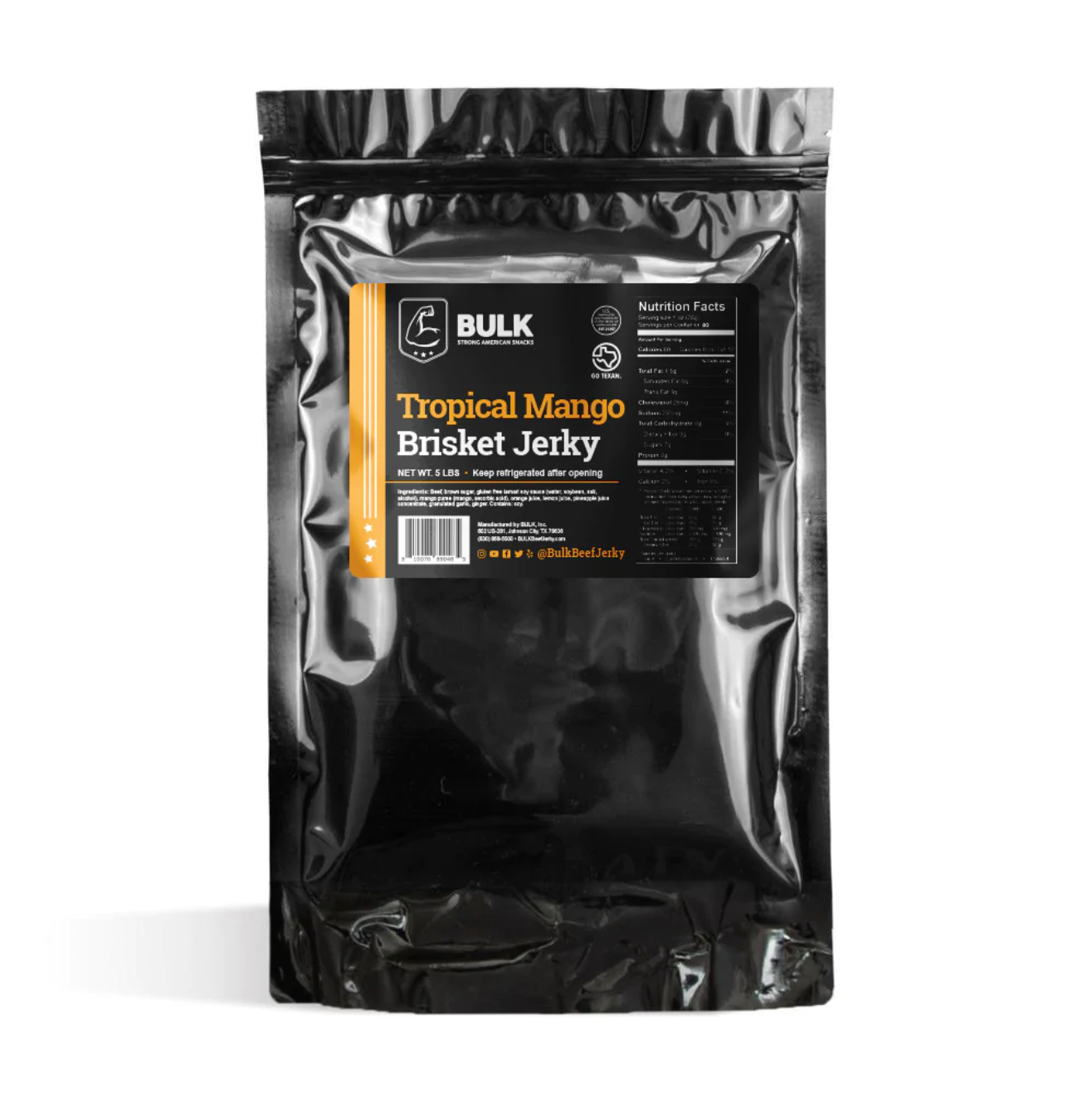 Premium Bulk Tropical Mango Flavored Beef Jerky - High Protein Snack for Hiking, Camping & Road Trips