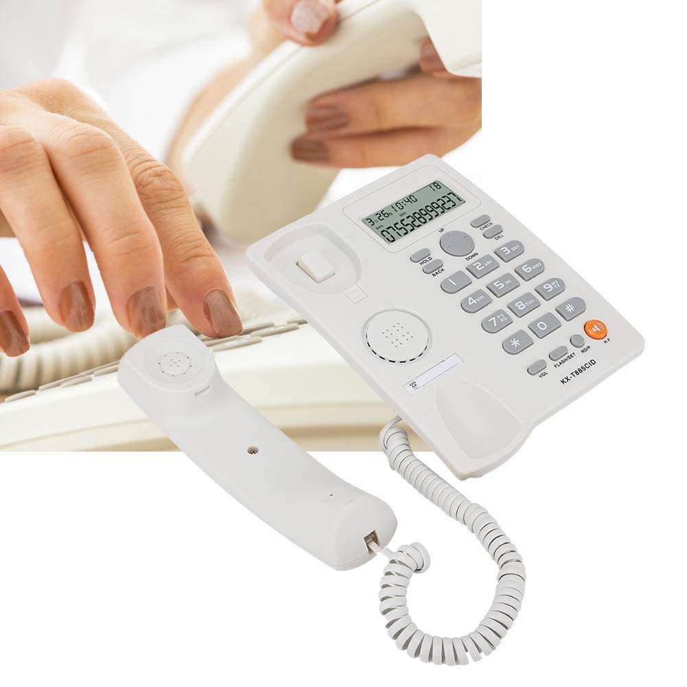**Corded Landline Phone with Caller ID & Call Waiting - Desktop Telephone for Home, Office & Hotel - Reliable Communication Solution (White)**    *(Perfect for Home Offices, Small Businesses, and Hospitality Use - Stay Connected with Clear Calls!)*