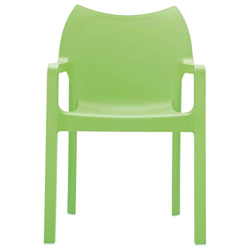 Compamia Diva Resin Outdoor Patio Dining Arm Chair Set of 4 - Tropical Green Weather-Resistant Garden Chairs for Poolside, Backyard, and Restaurant Seating