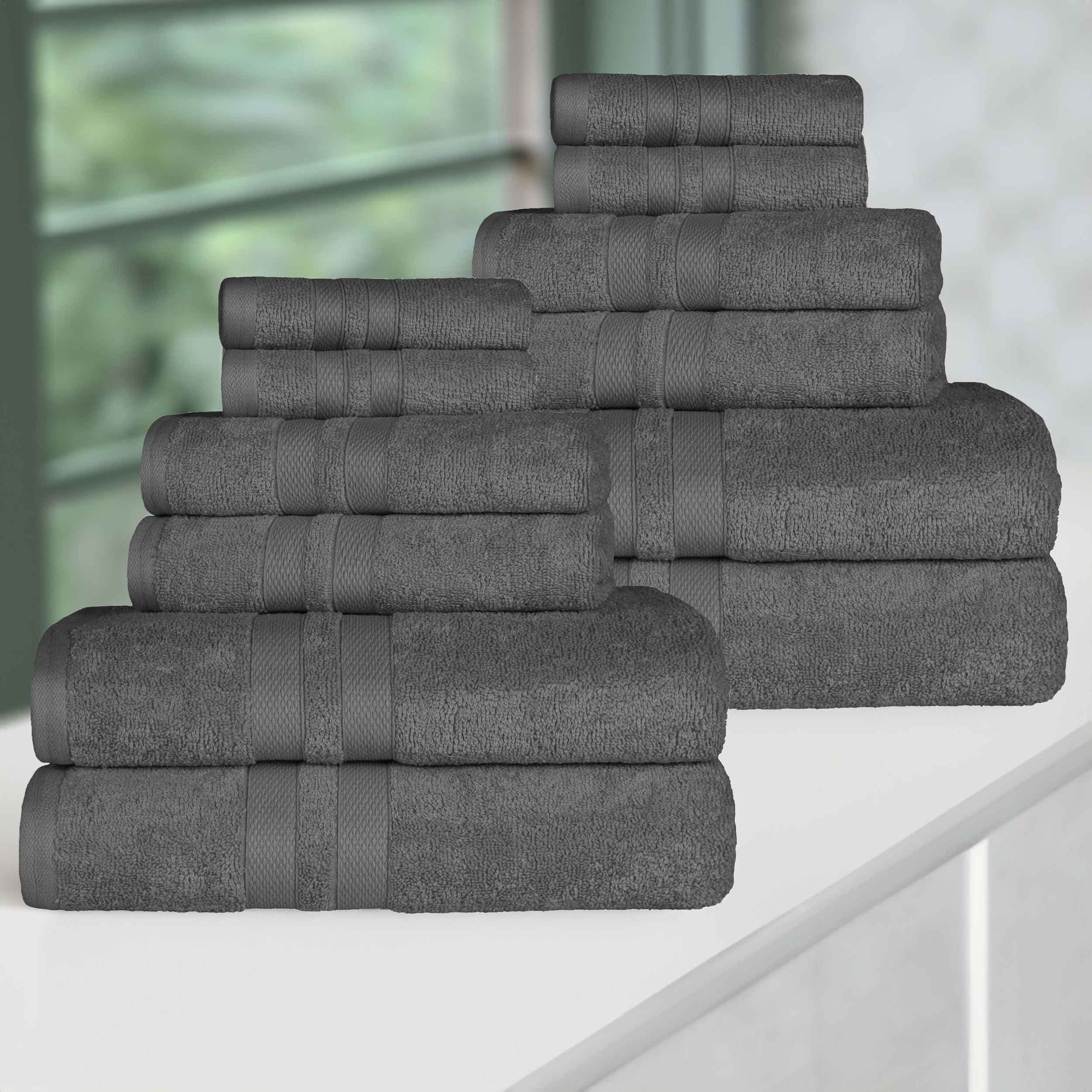 Ultra Soft Cotton Absorbent Quick Drying 12-Piece Bath Towel Set for Bathroom, Spa, Gym & Beach - Assorted Colors