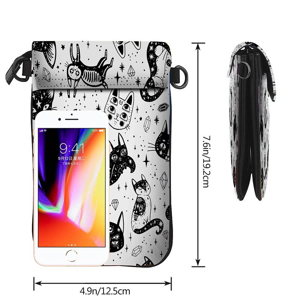 WONDERTIFY Gothic Witch Cat Crossbody Bag for Women - Small Cell Phone Purse with Moon & Star Tattoo Design (7.6X4.9 Inch) - Perfect for Halloween, Cosplay & Gothic Fashion Accessories