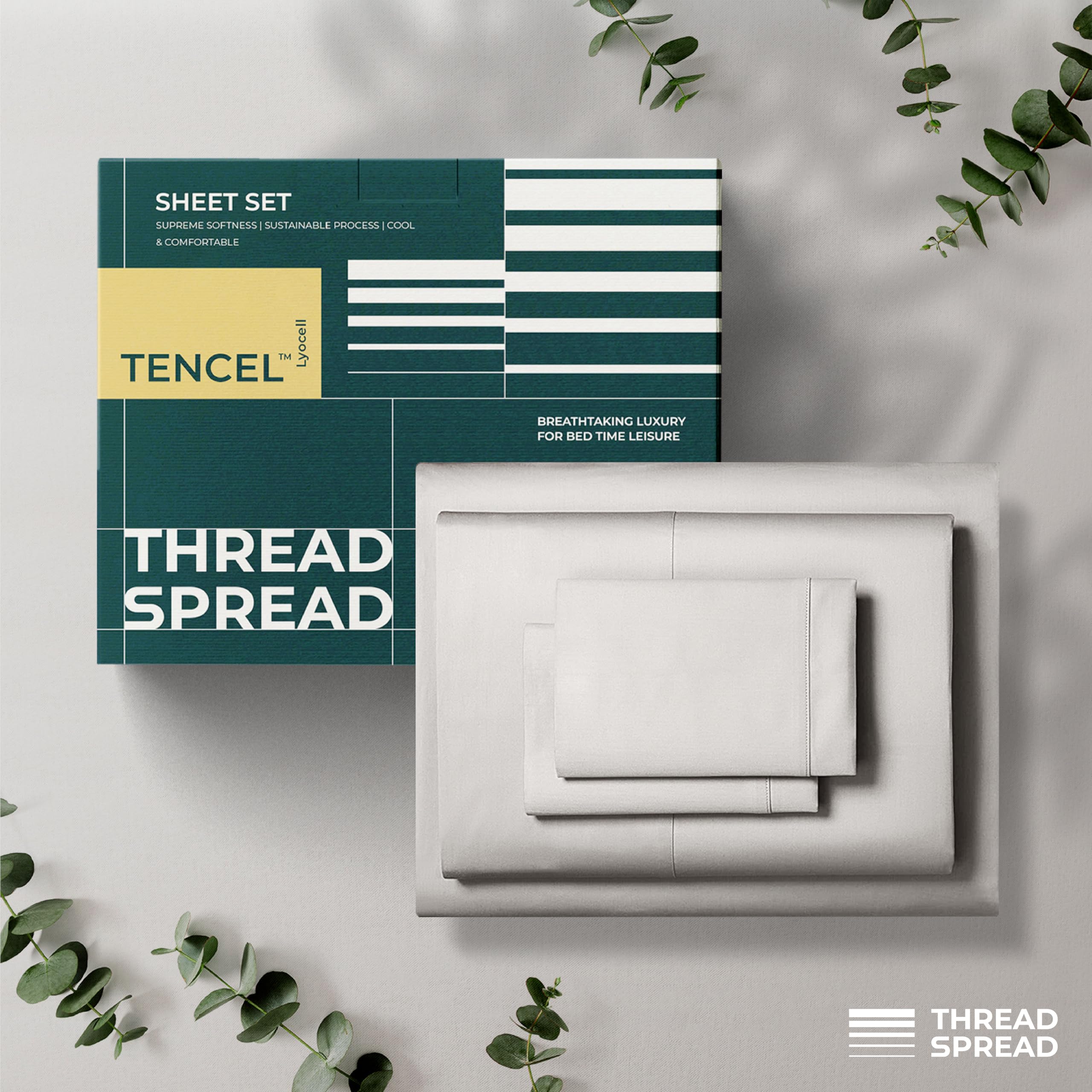 100% Tencel Lyocell Queen Sheet Set - 4 Piece Cooling Breathable Bed Sheets with 16