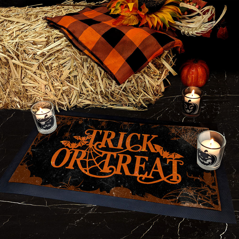 Bar Service Mat - Non-Slip Drink Coaster for Halloween Trick or Treat Party - 17.25 x 10 Inches - Perfect for Home Bars, Kitchen Countertops & Halloween Decorations