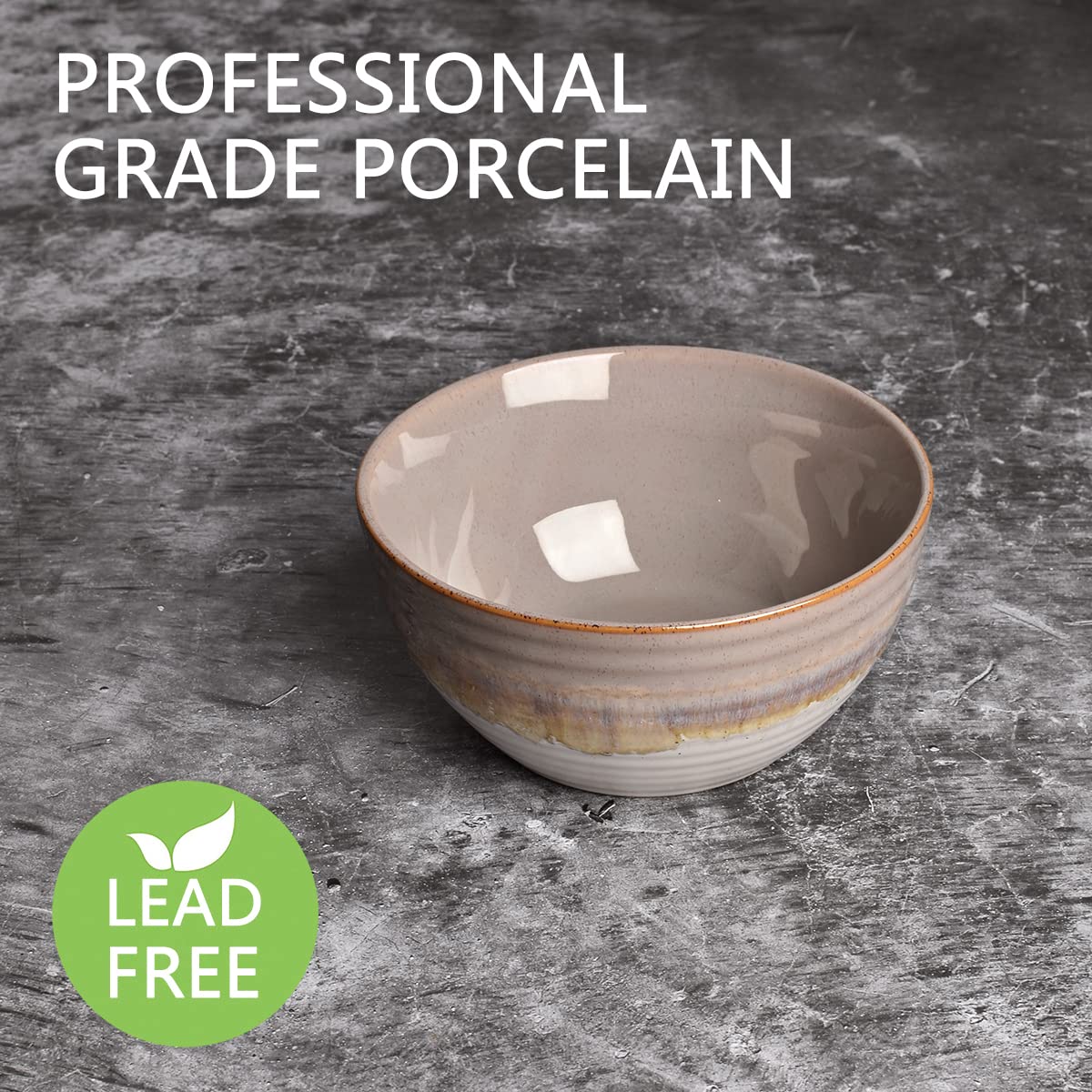 Bosmarlin 26 Oz Ceramic Cereal Bowl Set of 4 - Microwave & Dishwasher Safe Soup Bowls for Oatmeal, Salad, Pasta - Reactive Glaze Brown (6 Inch) - Perfect for Breakfast, Family Dinners & Restaurant-Style Serving