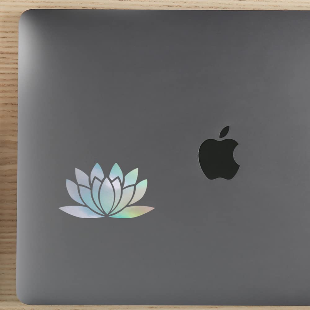 Premium Holographic Lotus Flower Vinyl Decal Stickers (Set of 2) - Waterproof, Durable for Laptop, Phone, Helmet, Car Window, Mug & Wall Decor - Perfect for DIY Home Decor, Office Accessories & Gift Giving